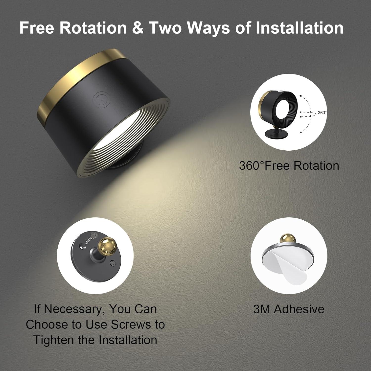 Juego de Apliques de Pared LED Speclux 2 Pcs Negro 3 Temperaturas