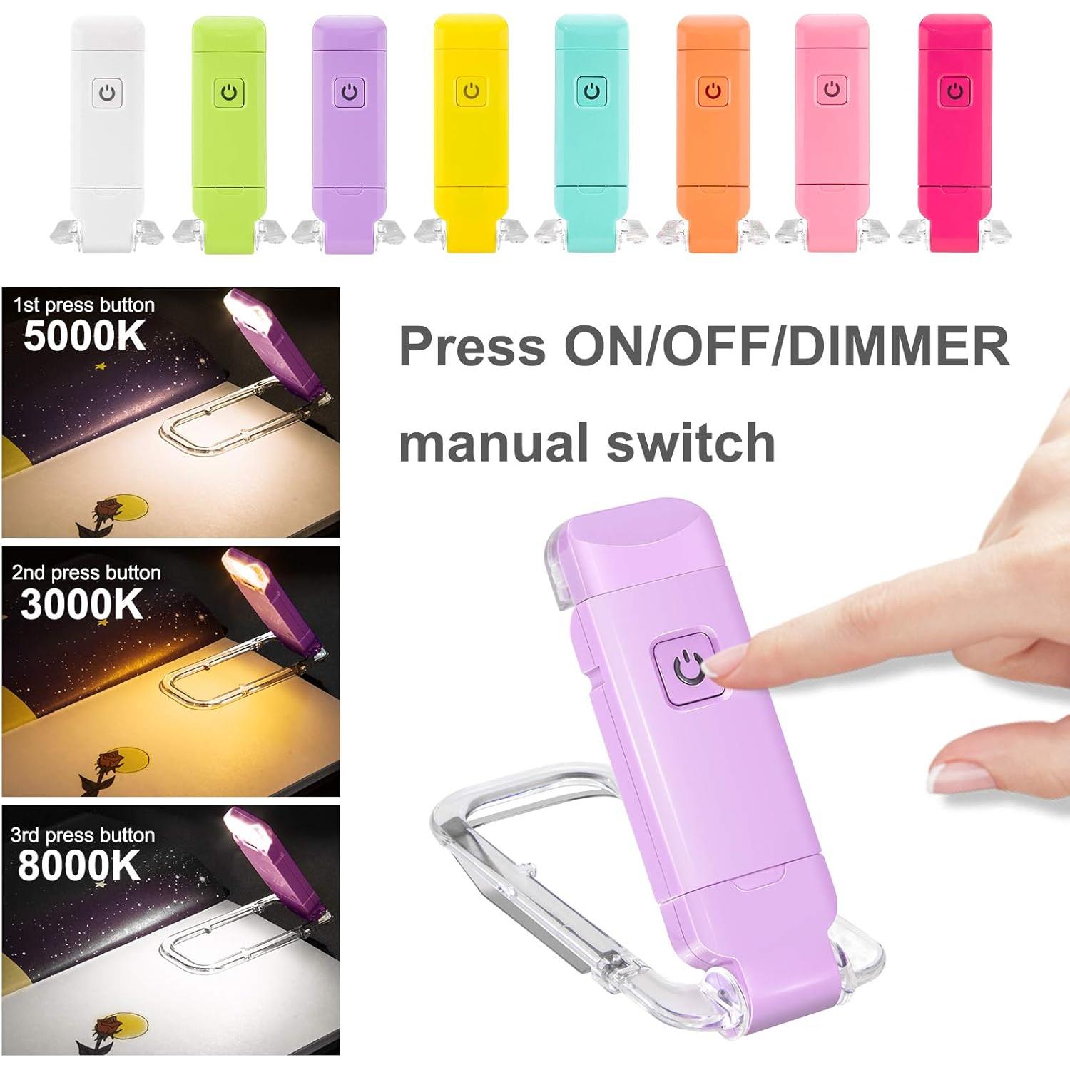 Luz de Lectura Recargable USB BIGMONAT Violeta 3 Temperaturas