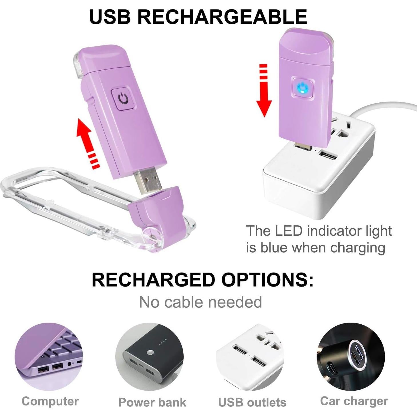 Luz de Lectura Recargable USB BIGMONAT Violeta 3 Temperaturas