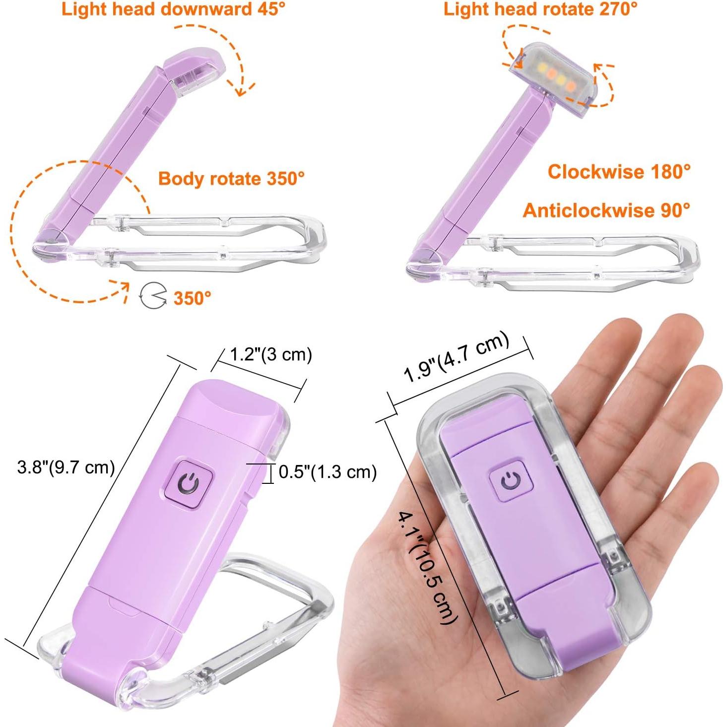 Luz de Lectura Recargable USB BIGMONAT Violeta 3 Temperaturas