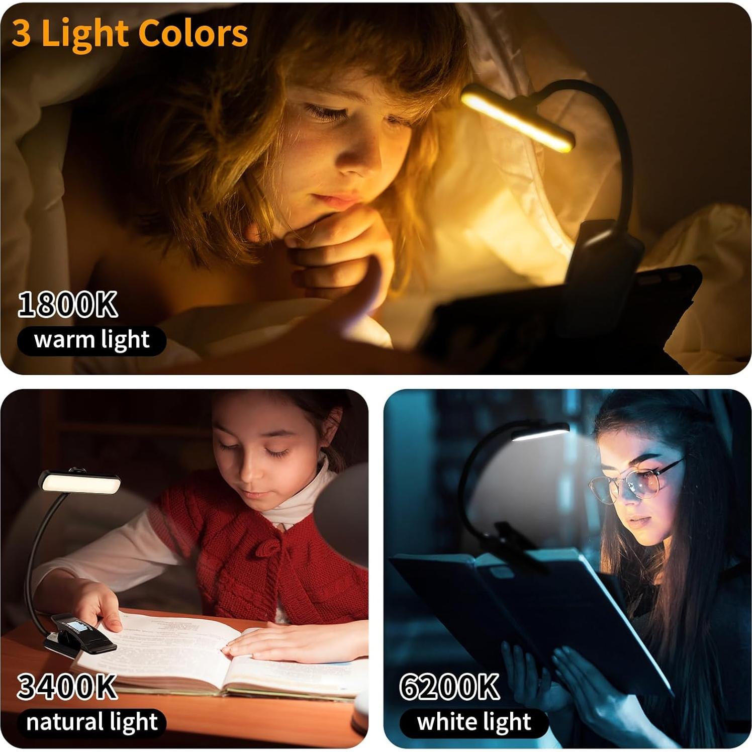 Luz de Lectura LED Recargable Mudder con Clip y 3 Temperaturas