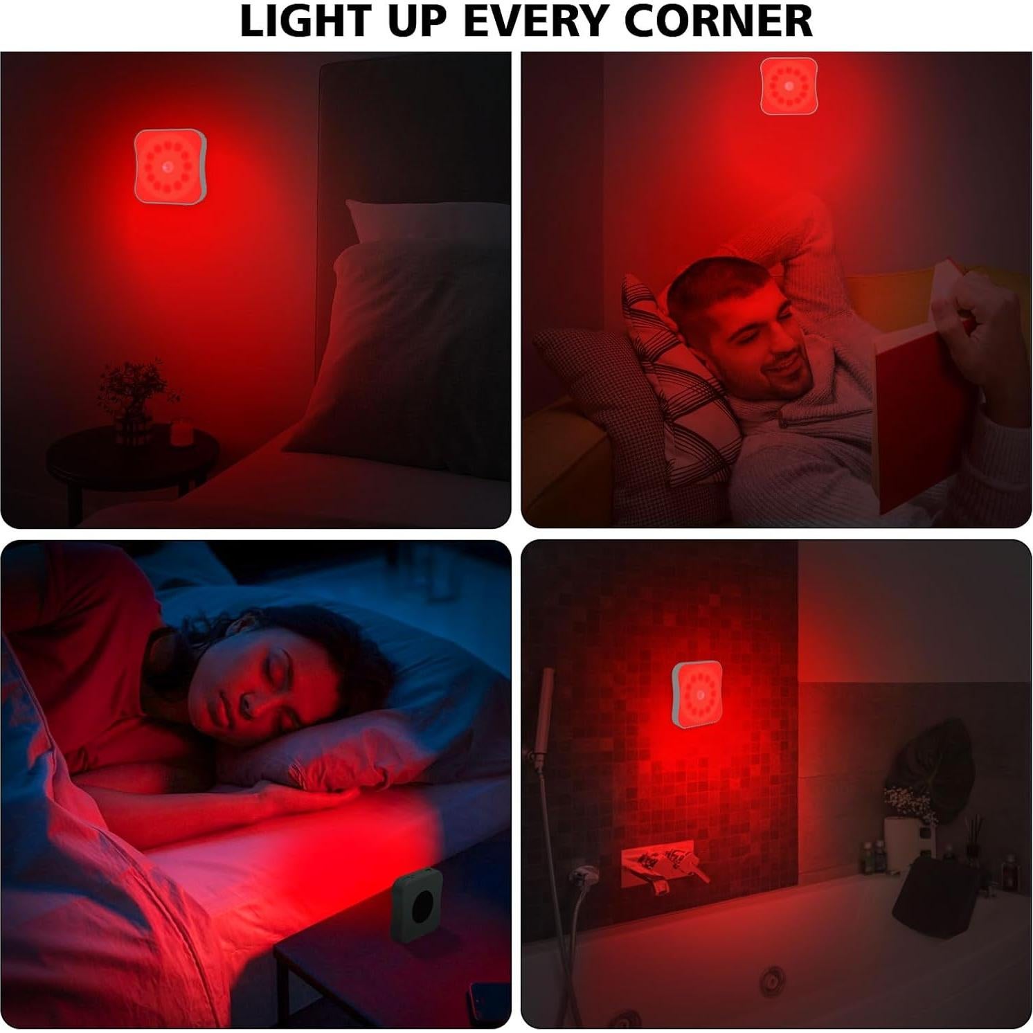 Luces Nocturnas Rojas con Sensor de Movimiento Bestendony - Paquete de 4