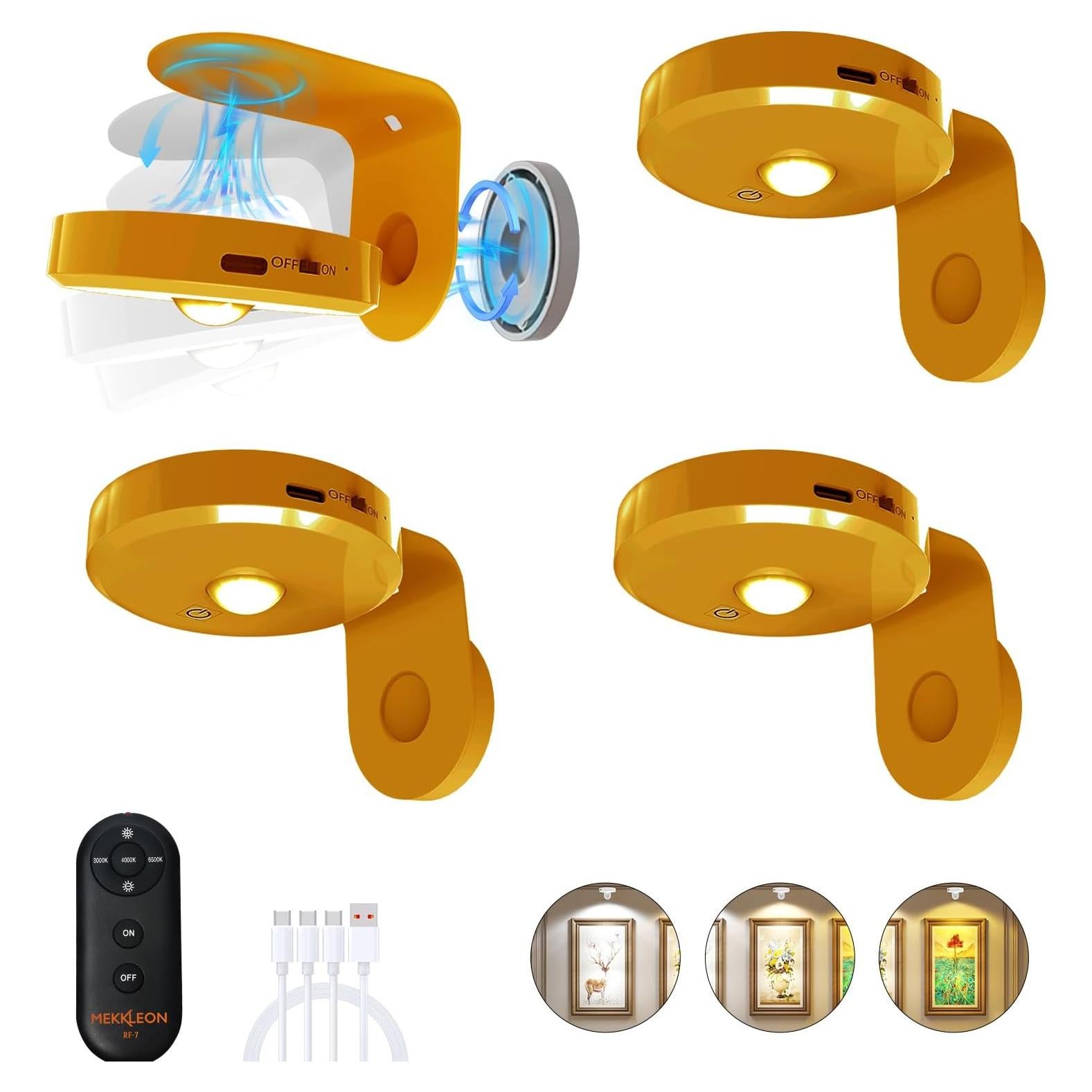 Luces de Imagen Inalámbricas MEKKLEON 4 Paquete Dorado 2000mAh