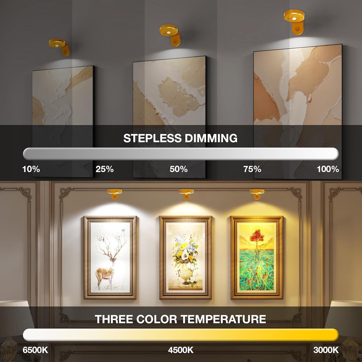 Luces de Imagen Inalámbricas MEKKLEON 4 Paquete Dorado 2000mAh