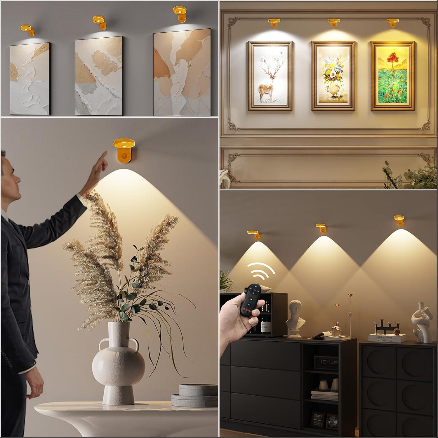 Luces de Imagen Inalámbricas MEKKLEON 4 Paquete Dorado 2000mAh