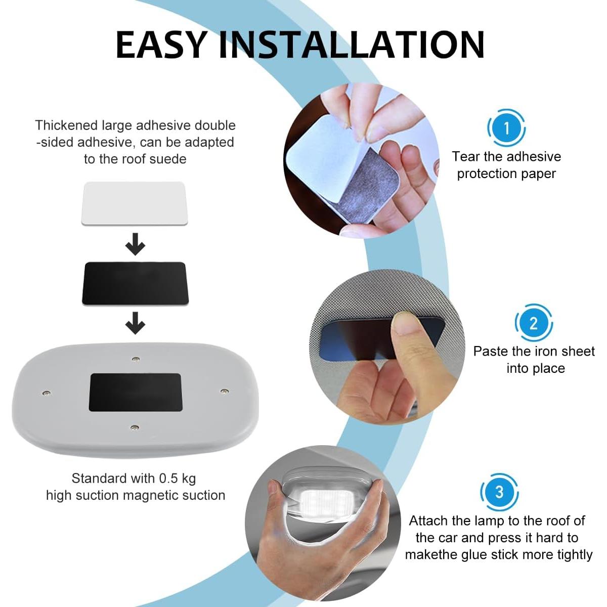 Luz de Cúpula Magnética KVAEY para Coche LED USB Beige