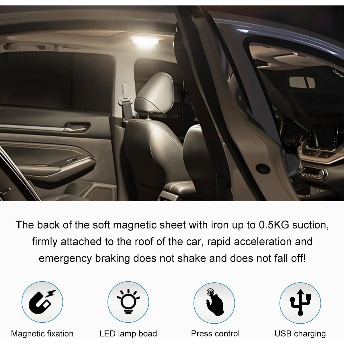 Luz de Cúpula Magnética KVAEY para Coche LED USB Beige