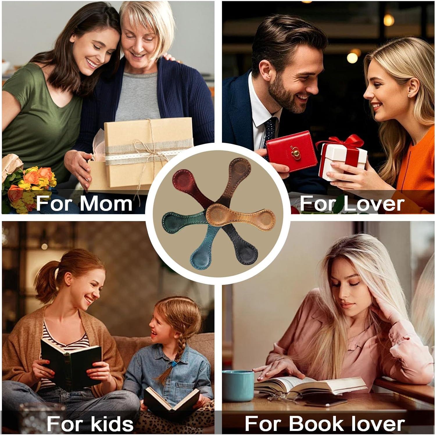 Marcador Magnético de Piel Sintética XMADZ 10x3 cm Marrón Claro