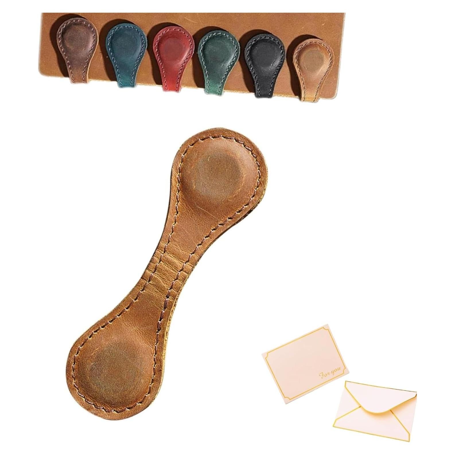 Marcador Magnético de Piel Oanruyan 10x3cm Color Marrón Claro