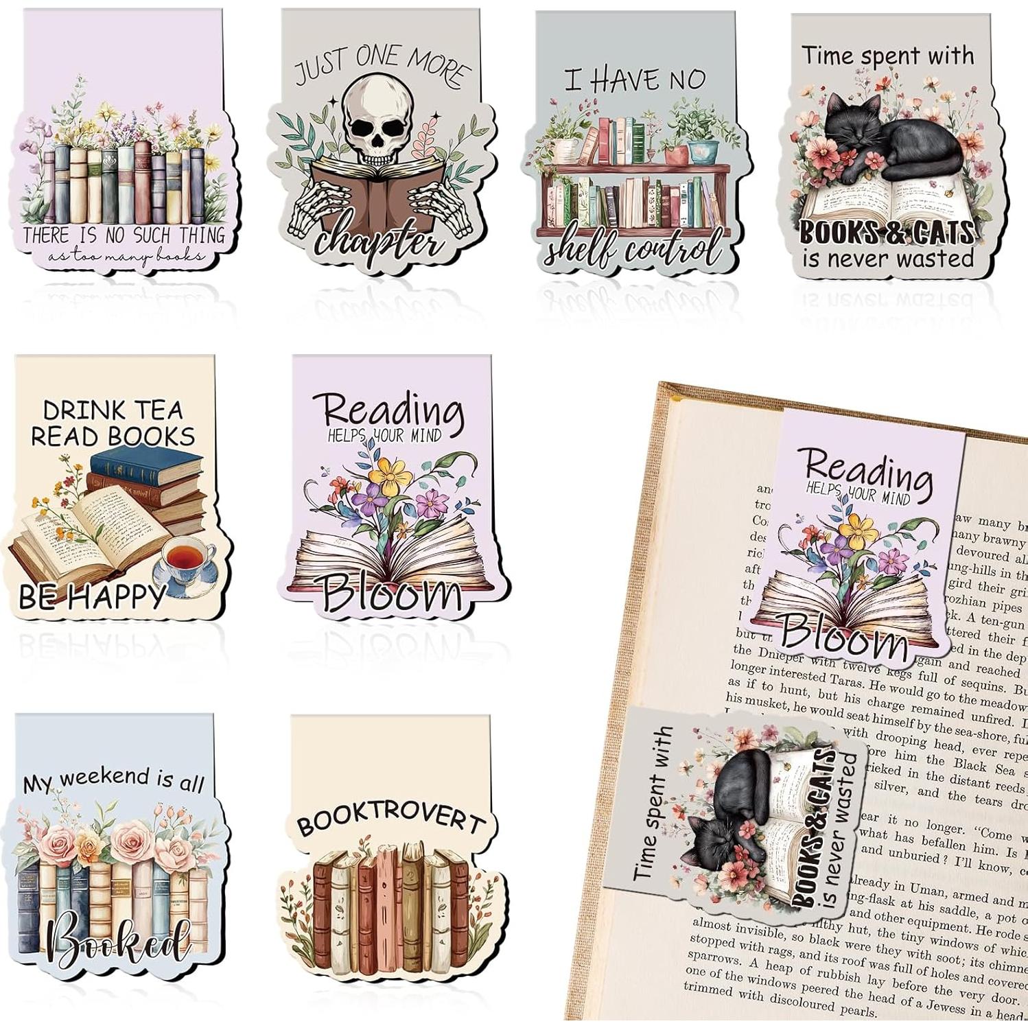 Marcadores Magnéticos Berirexrion - 8 Pcs Gato y Flores