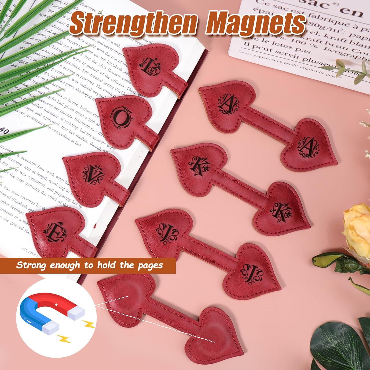 Marcador Magnético de Cuero AIERSA Corazón Inicial A-Z Rojo