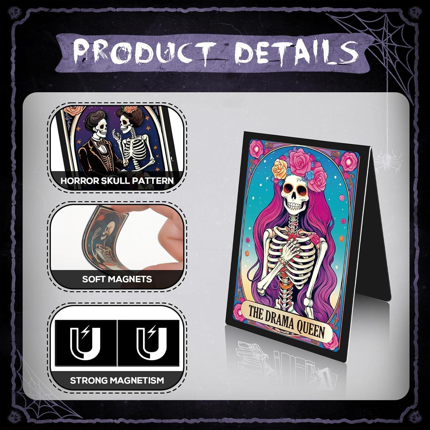 Marcadores Magnéticos de Esqueleto Gótico Wxiben - 8 Pcs