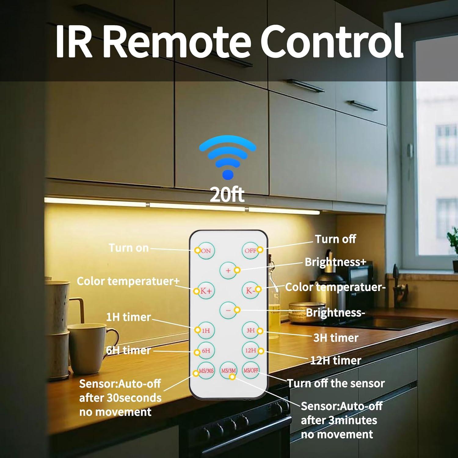 Barra de luz LED bajo gabinete THLITURE 3Pack 12W regulable