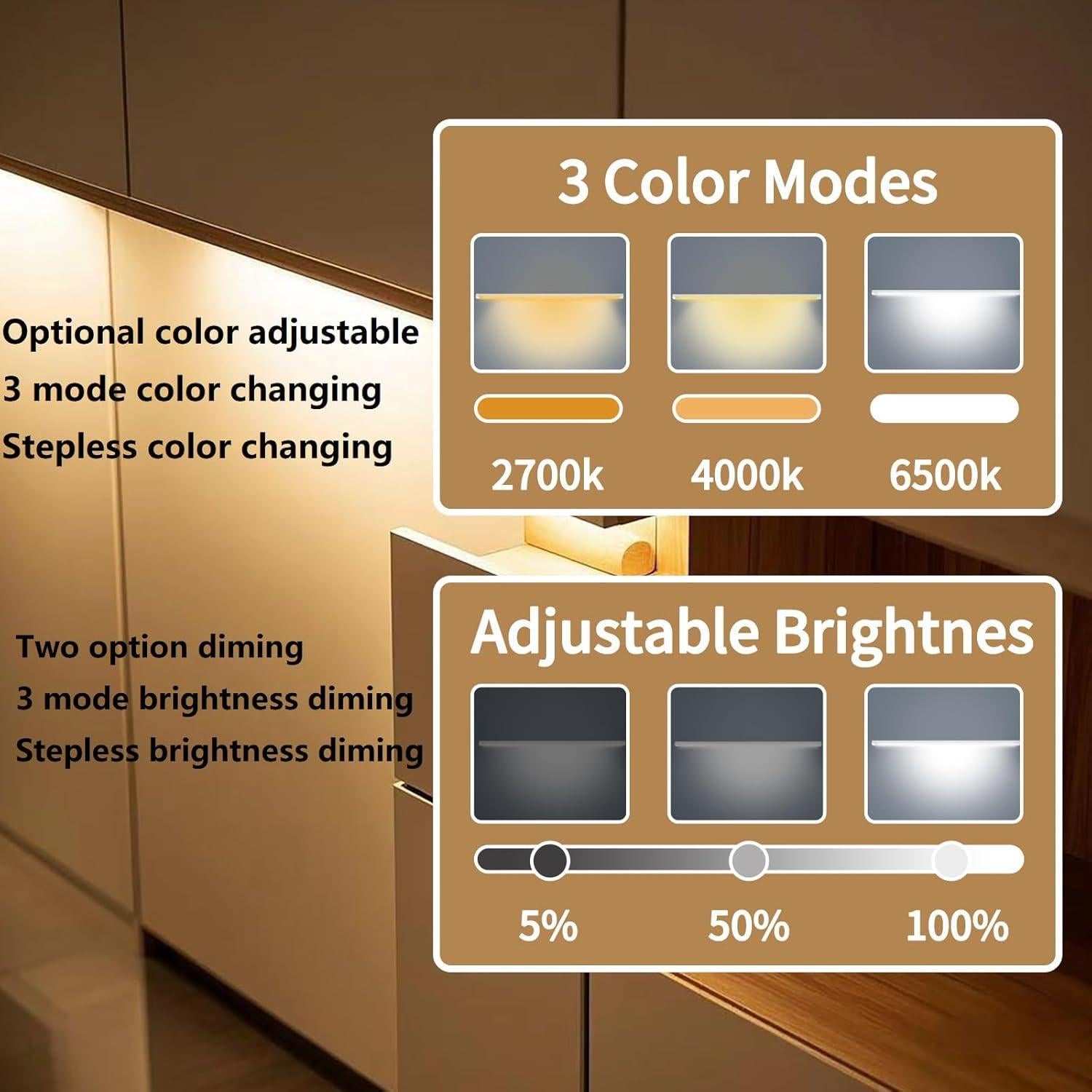 Barra de luz LED bajo gabinete THLITURE 3Pack 12W regulable