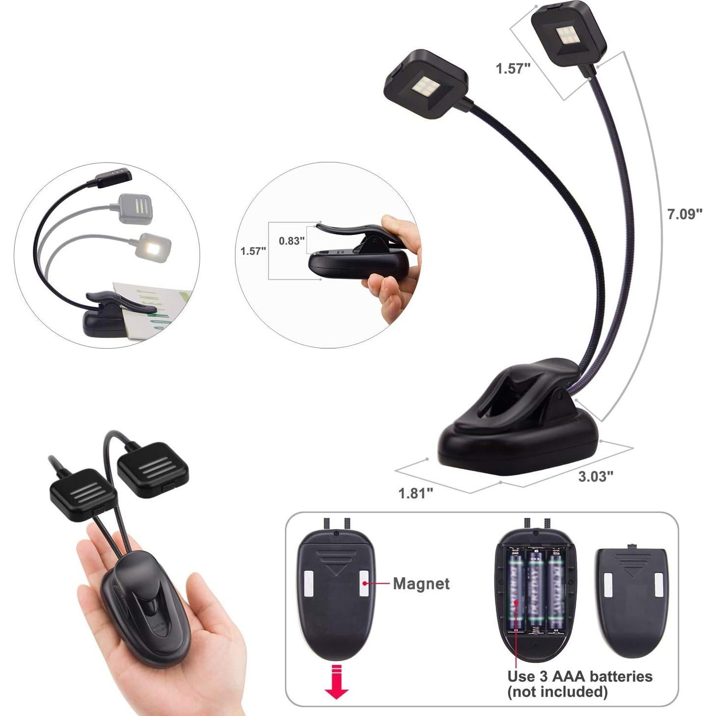 Luz de libro BIGLIGHT LED regulable con clip y 3 modos