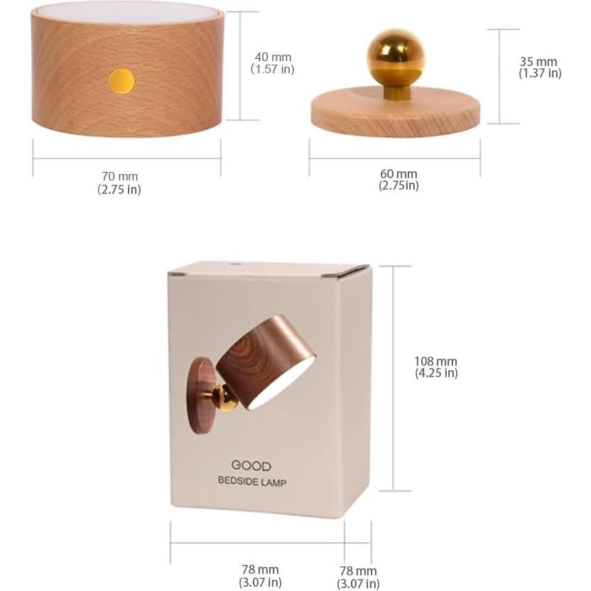 Aplique de Pared LED Recargable HBGFHG Madera Sapele 2 Pcs