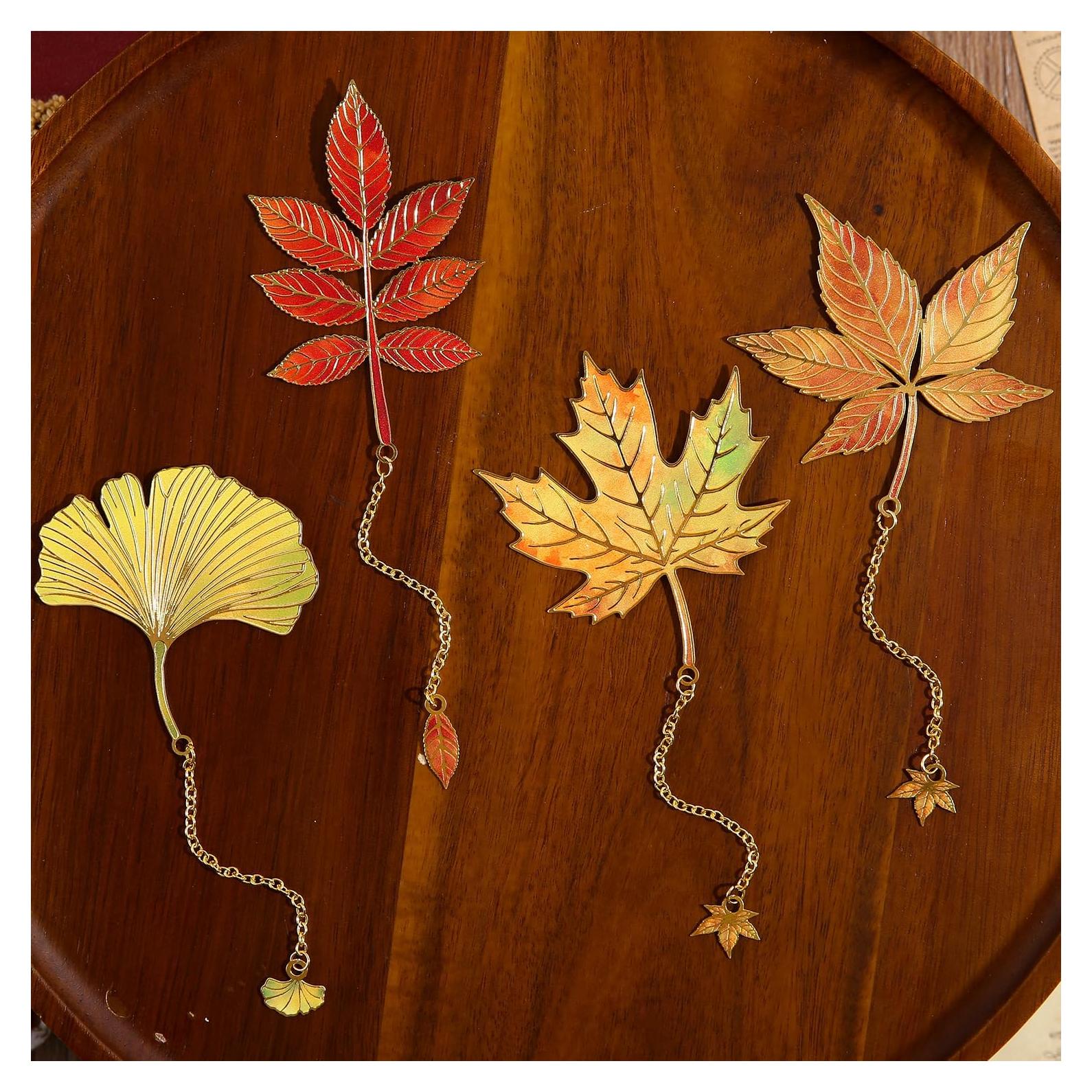 4 Marcadores de Metal Hojas Caídas emmoilife 13cm Decorativos