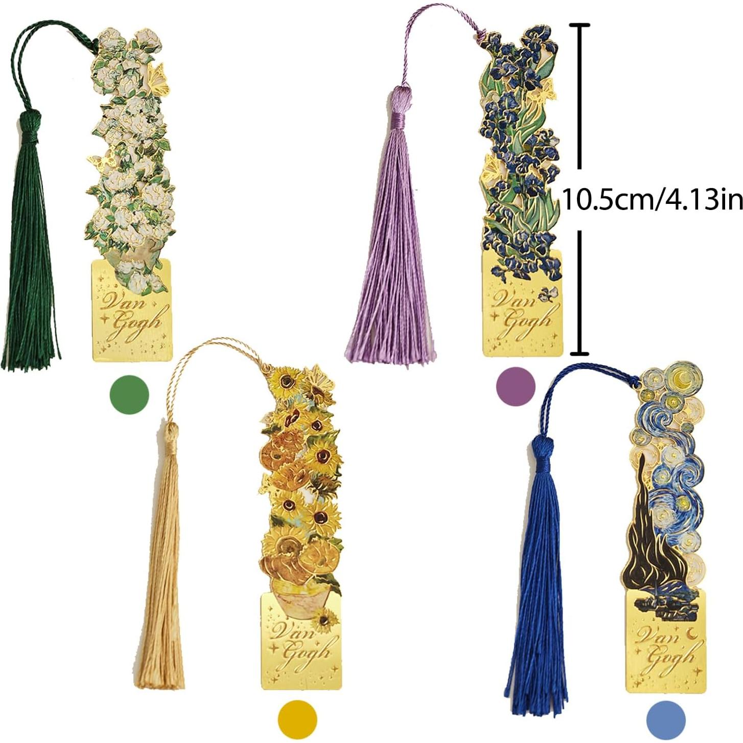 4 Marcadores de Metal con Borlas Emmoolife - Pintura al Óleo