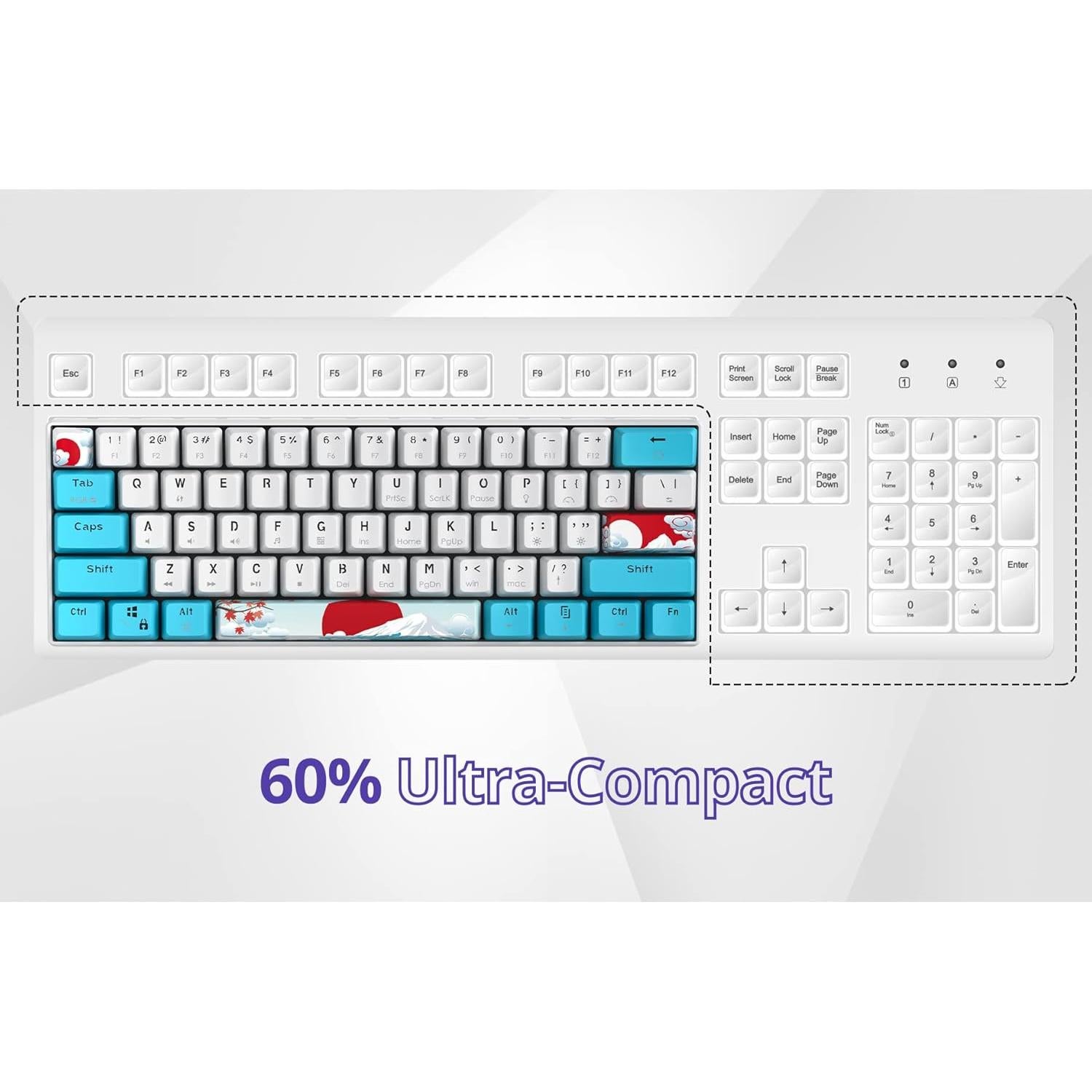 Teclado Mecánico RGB 60% CDTech con Teclas PBT y Rojo