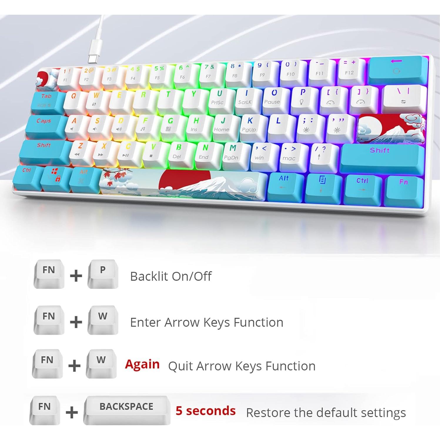Teclado Mecánico RGB 60% CDTech con Teclas PBT y Rojo