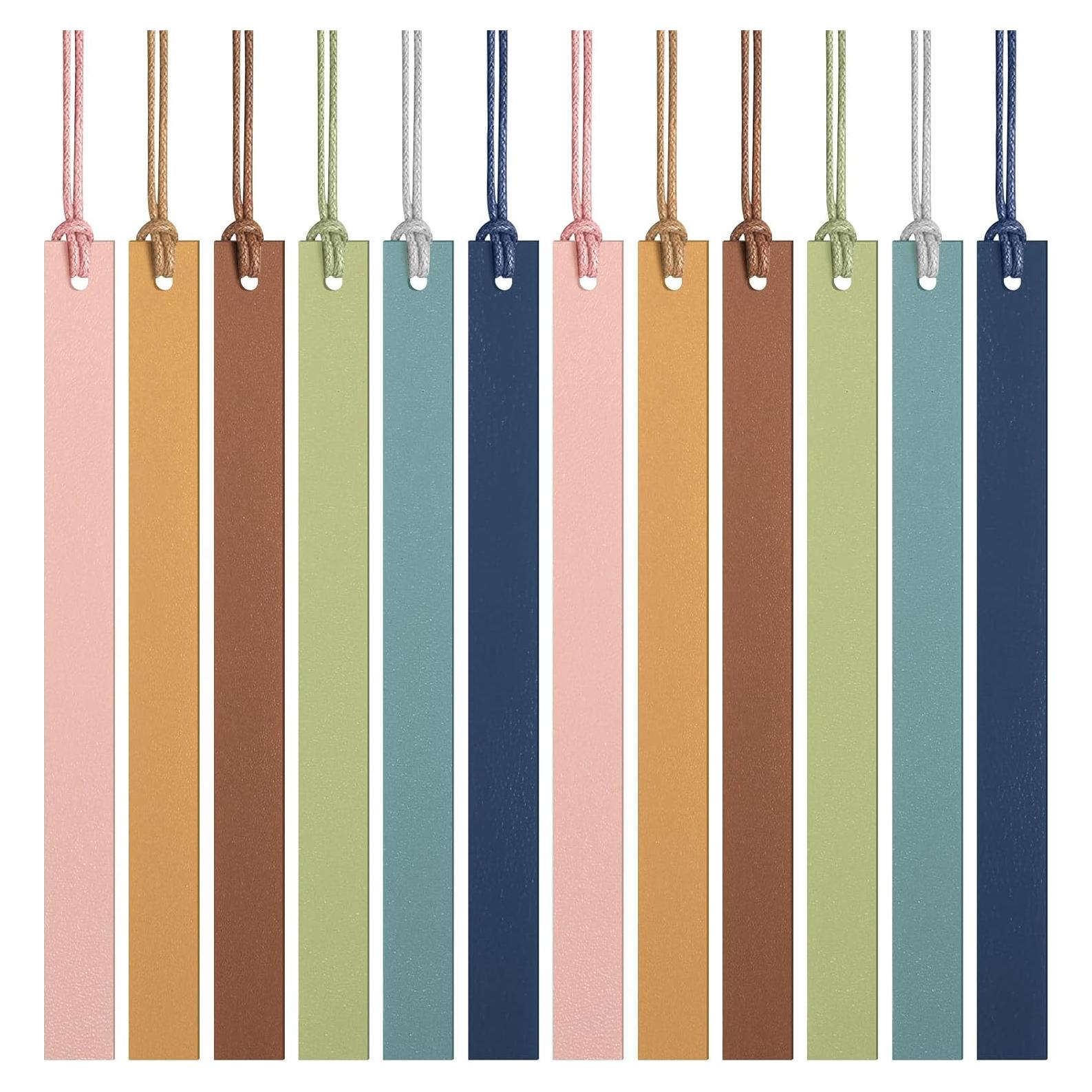Kosiz 12 Marcadores de Páginas de Cuero Coloridos 1.3x15 cm
