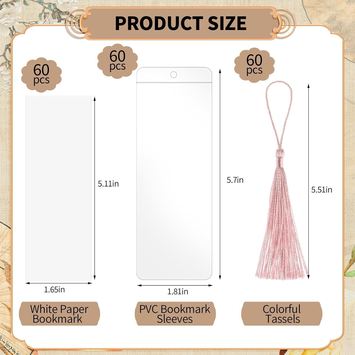 60 Marcadores de Papel Kraft DIY con Fundas y Borlas WSICSE