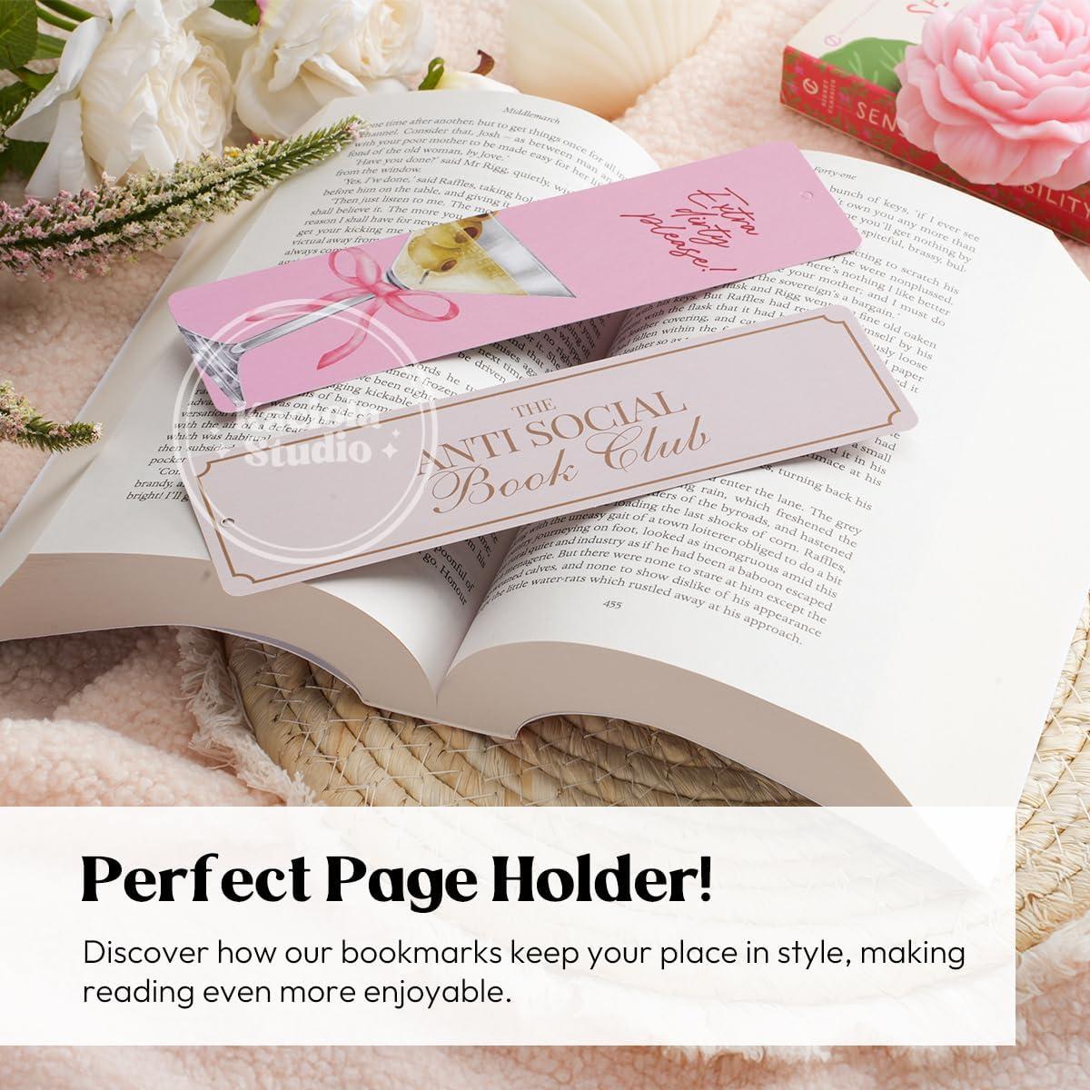 10 Marcadores de Libros KACIOLA STUDIO Lazo Rosa Doble Cara