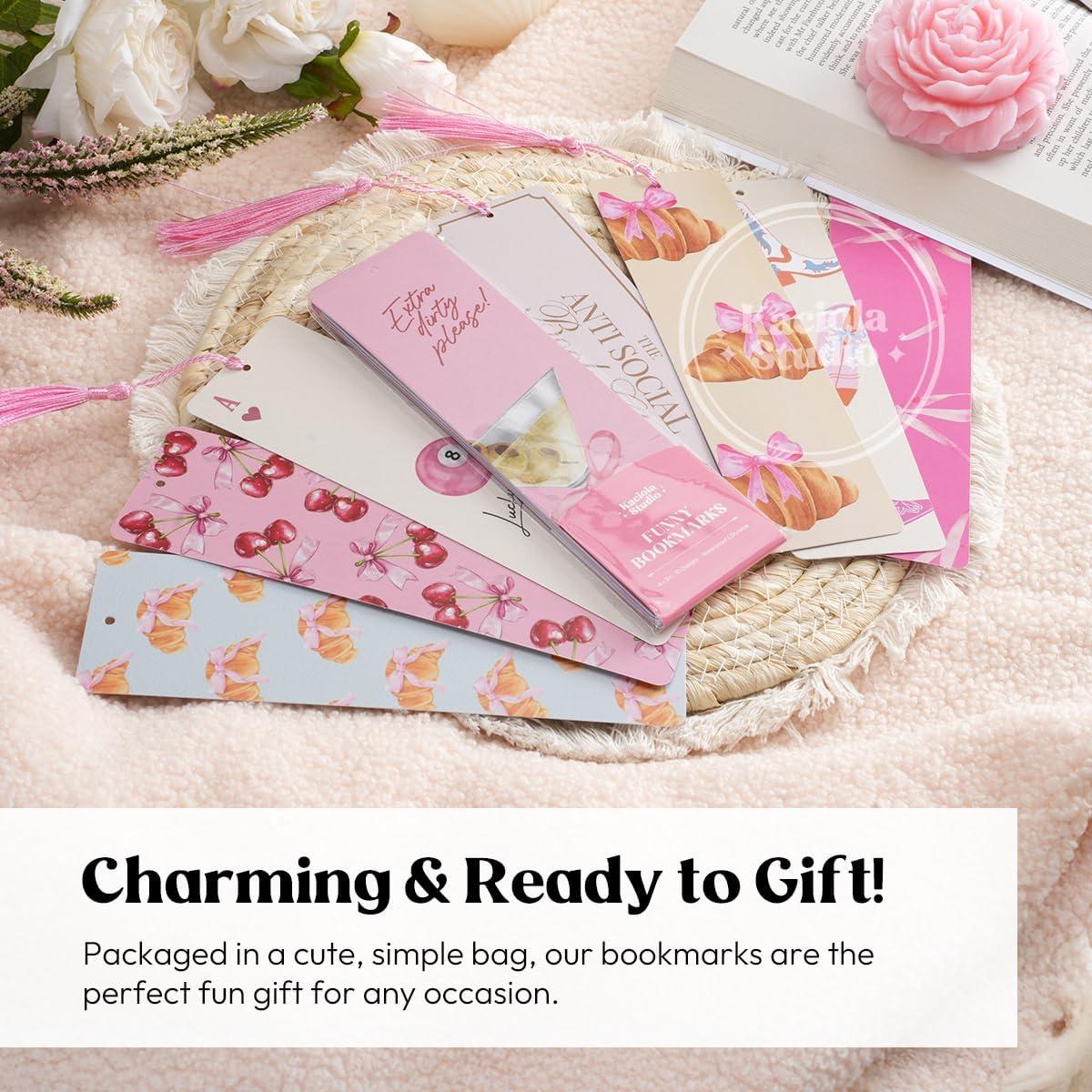 10 Marcadores de Libros KACIOLA STUDIO Lazo Rosa Doble Cara