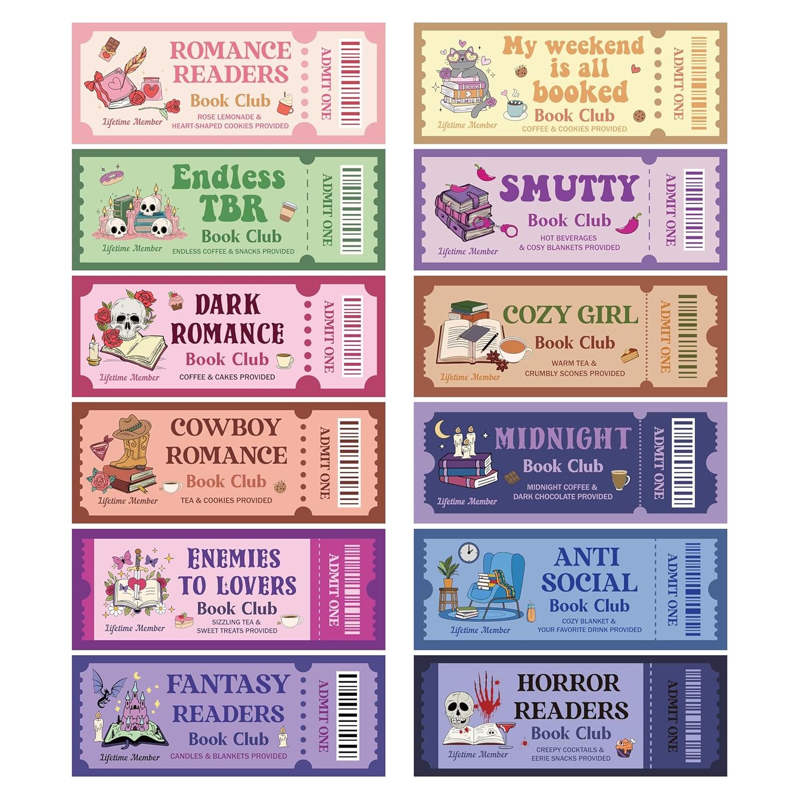 Marcadores de Página Laffact 120 Pcs Diseño Ticket Club de Lectura