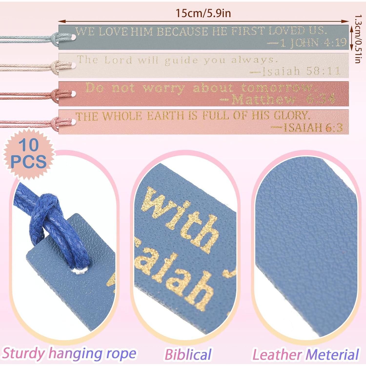 10 Marcadores de Cuero Skyygemm para Biblia - Pastel