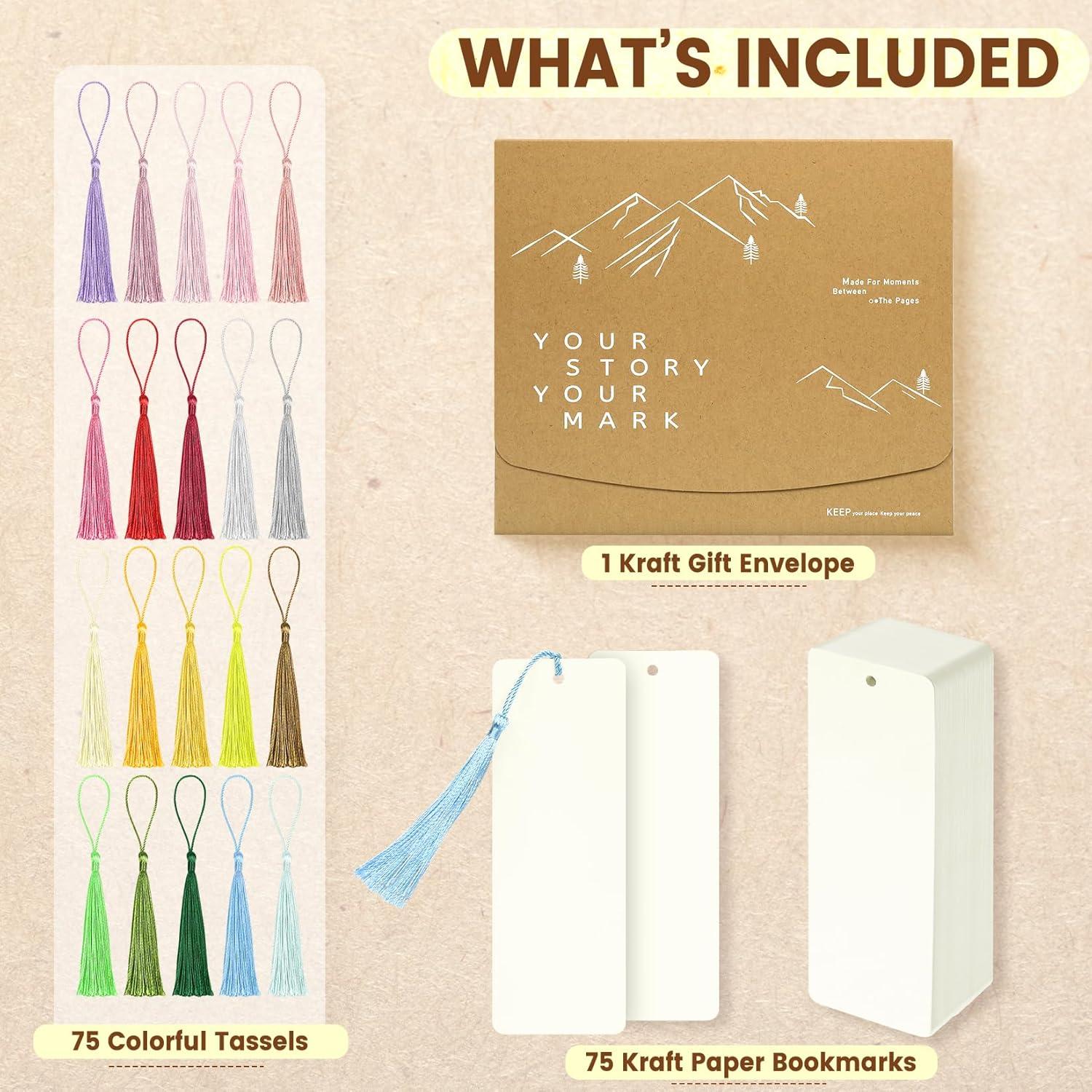 Kit de 75 Marcadores en Blanco KaloTidy con Borlas Coloridas