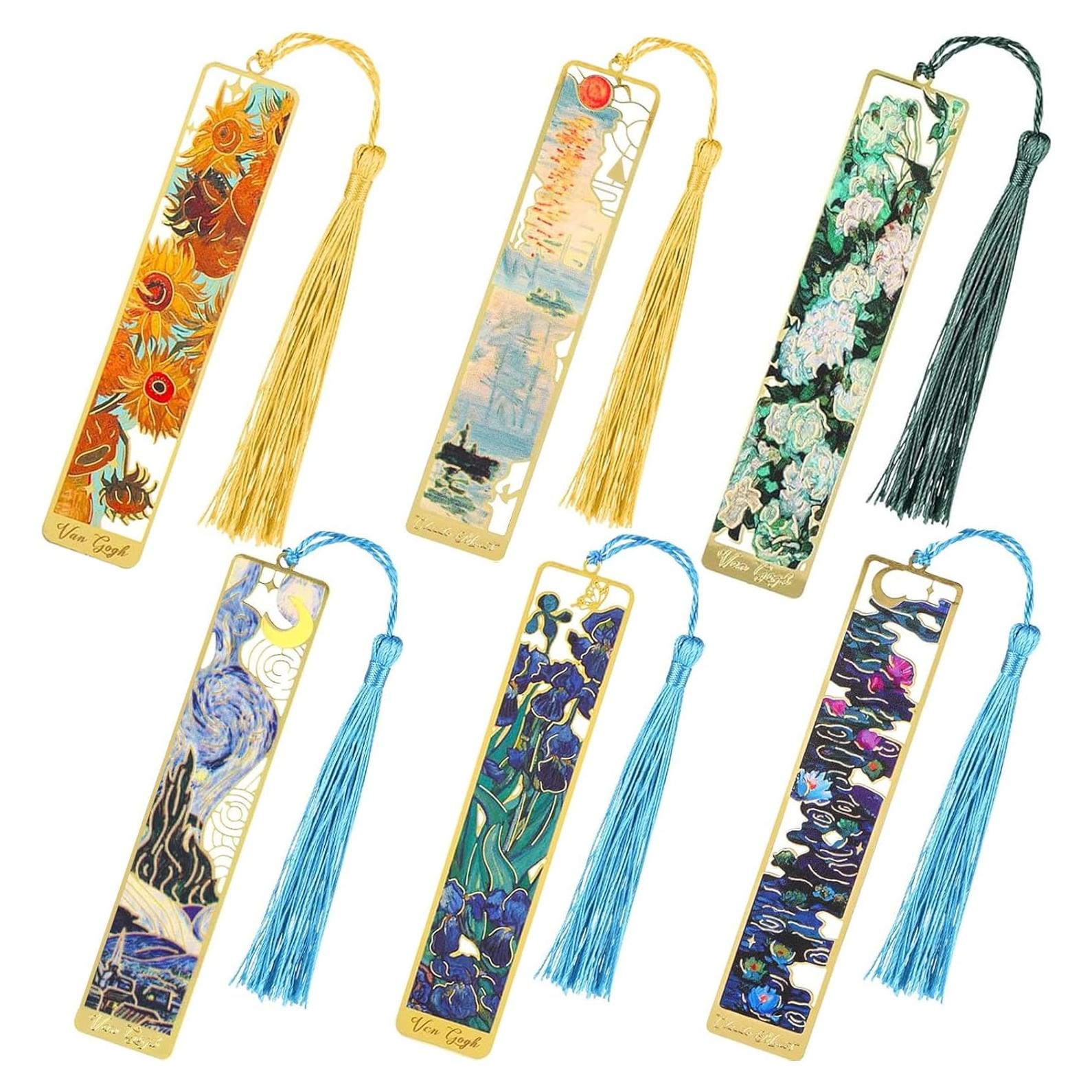 6 Marcadores de Metal con Borlas Starfa Lab - Arte Monet y Van Gogh