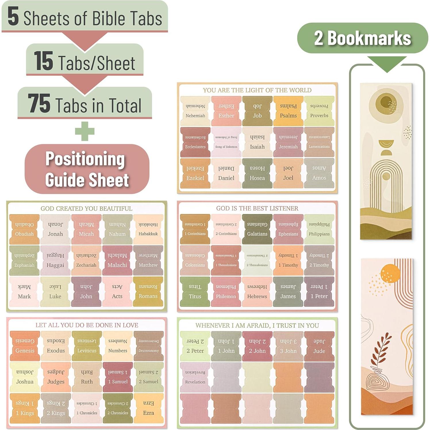 Etiquetas de Biblia Mr. Pen 75 Piezas Tema Boho con 2 Marcadores