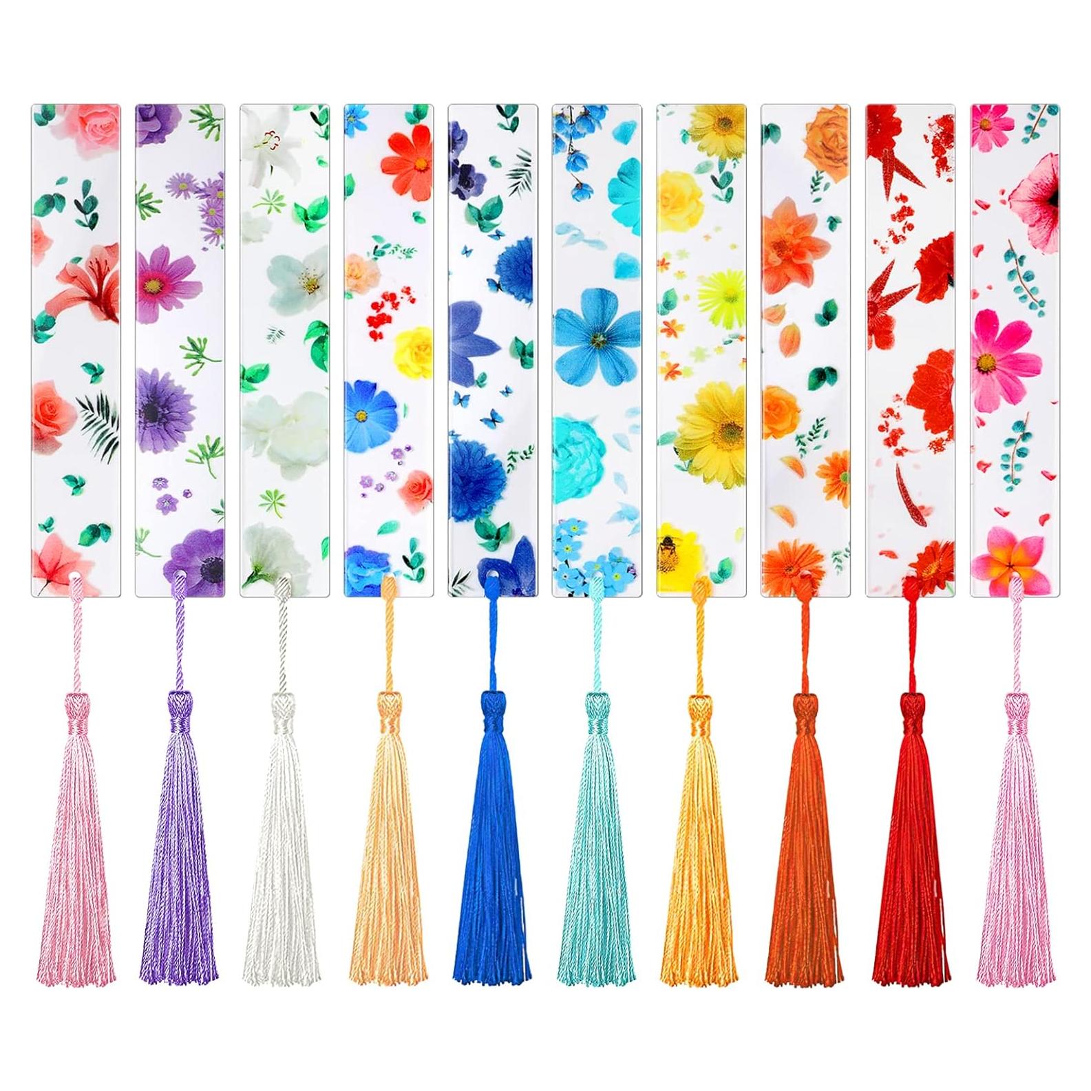 20 Piezas Marcadores de Libro de Resina Floral Prudiut