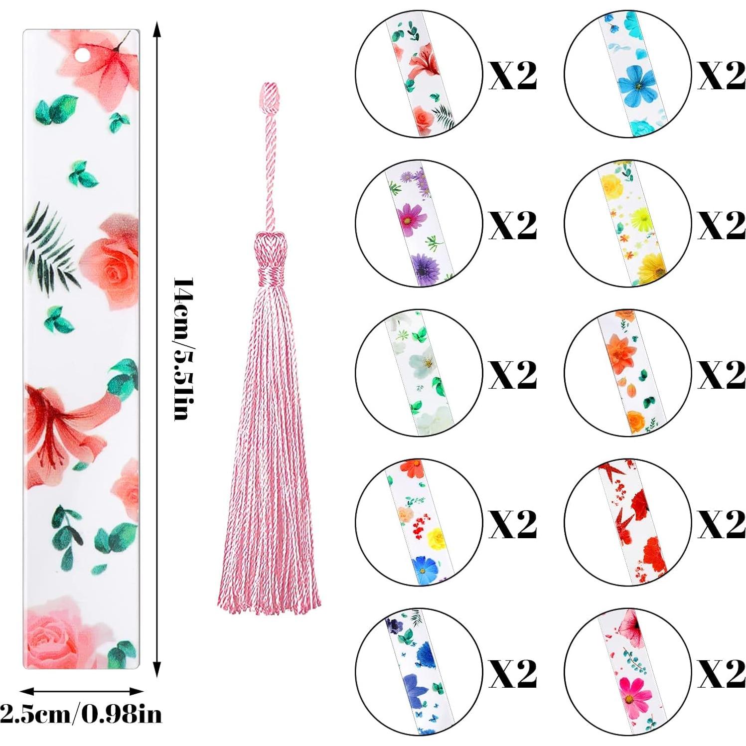 20 Piezas Marcadores de Libro de Resina Floral Prudiut