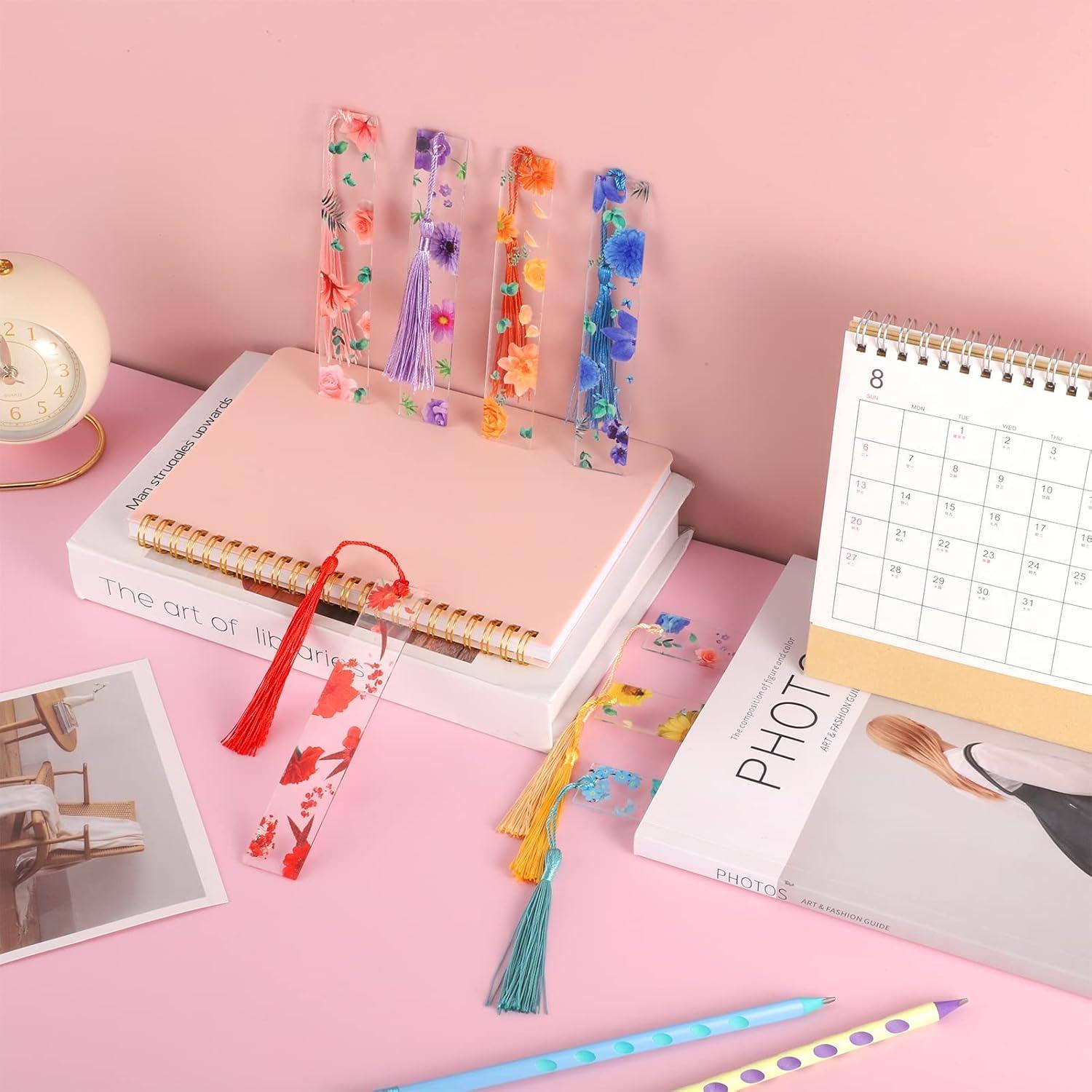 20 Piezas Marcadores de Libro de Resina Floral Prudiut