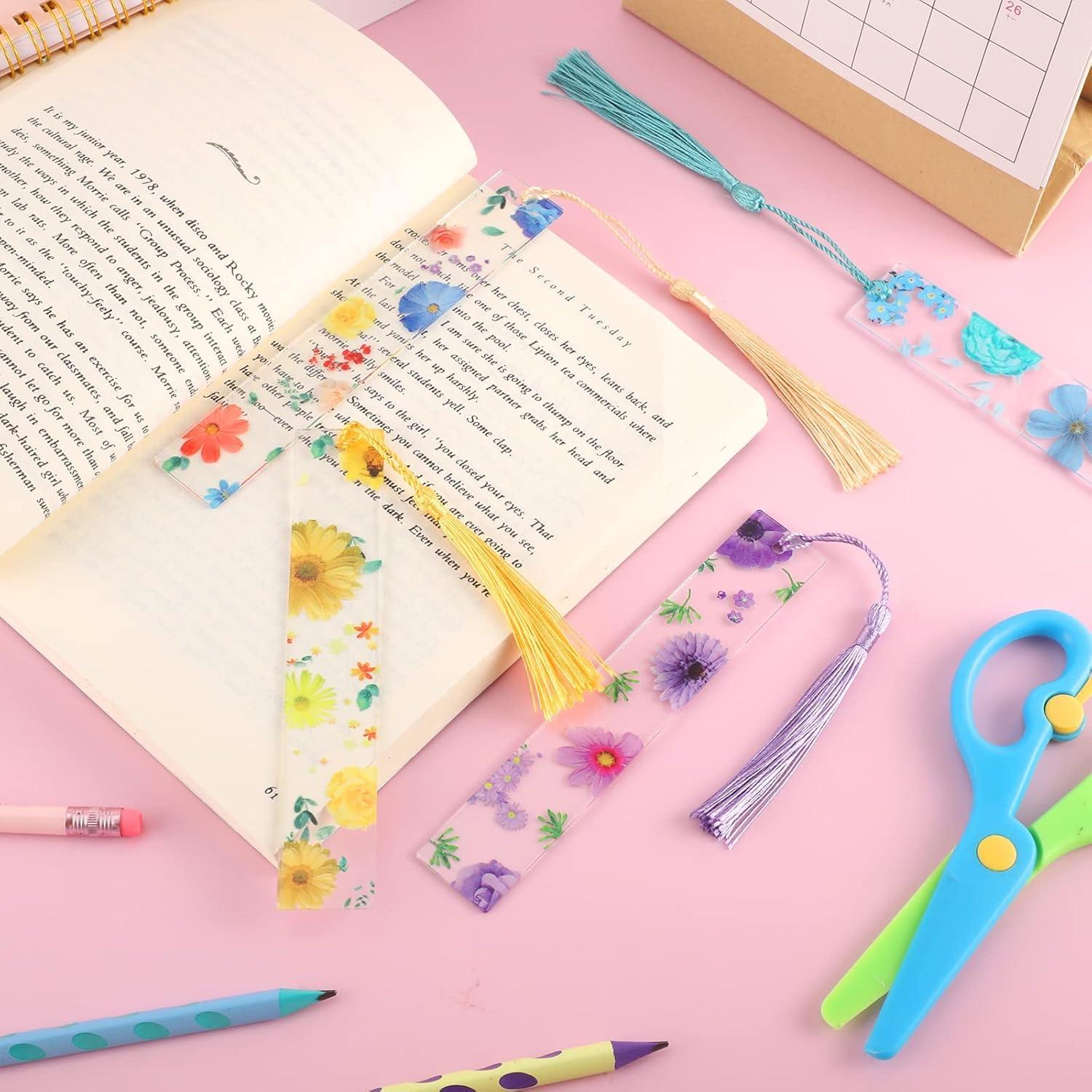 20 Piezas Marcadores de Libro de Resina Floral Prudiut