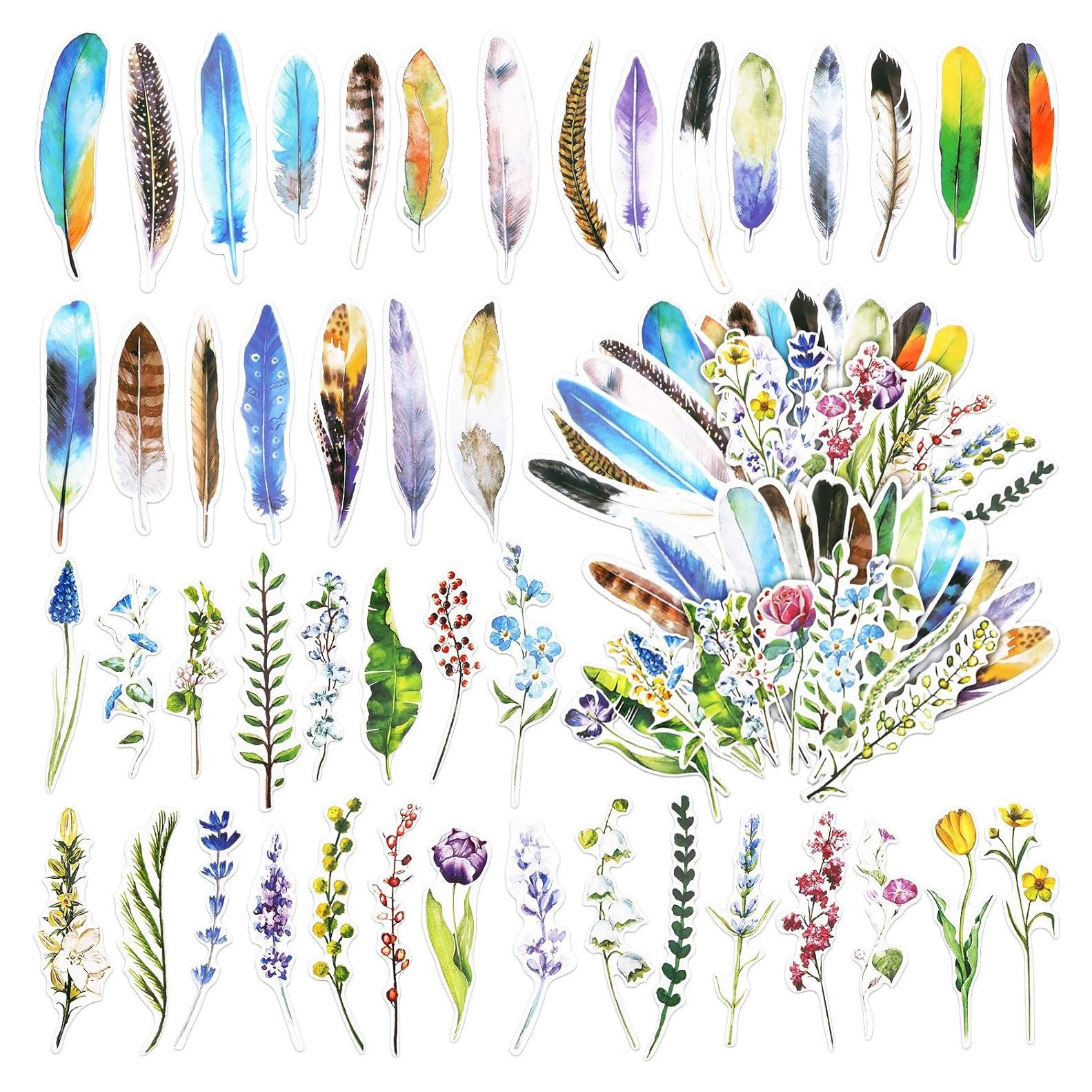 120 Marcadores de Libros Florales y de Plumas Zonon