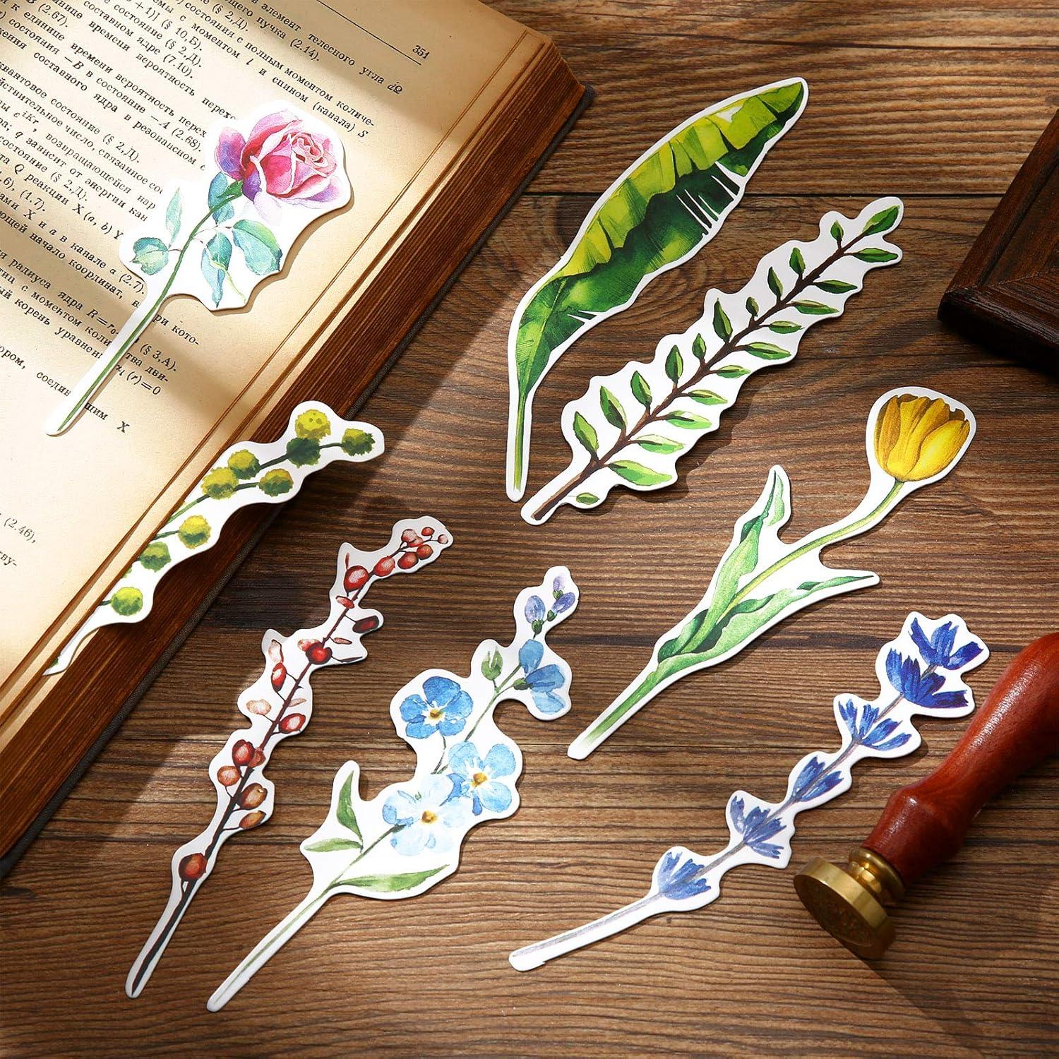 120 Marcadores de Libros Florales y de Plumas Zonon