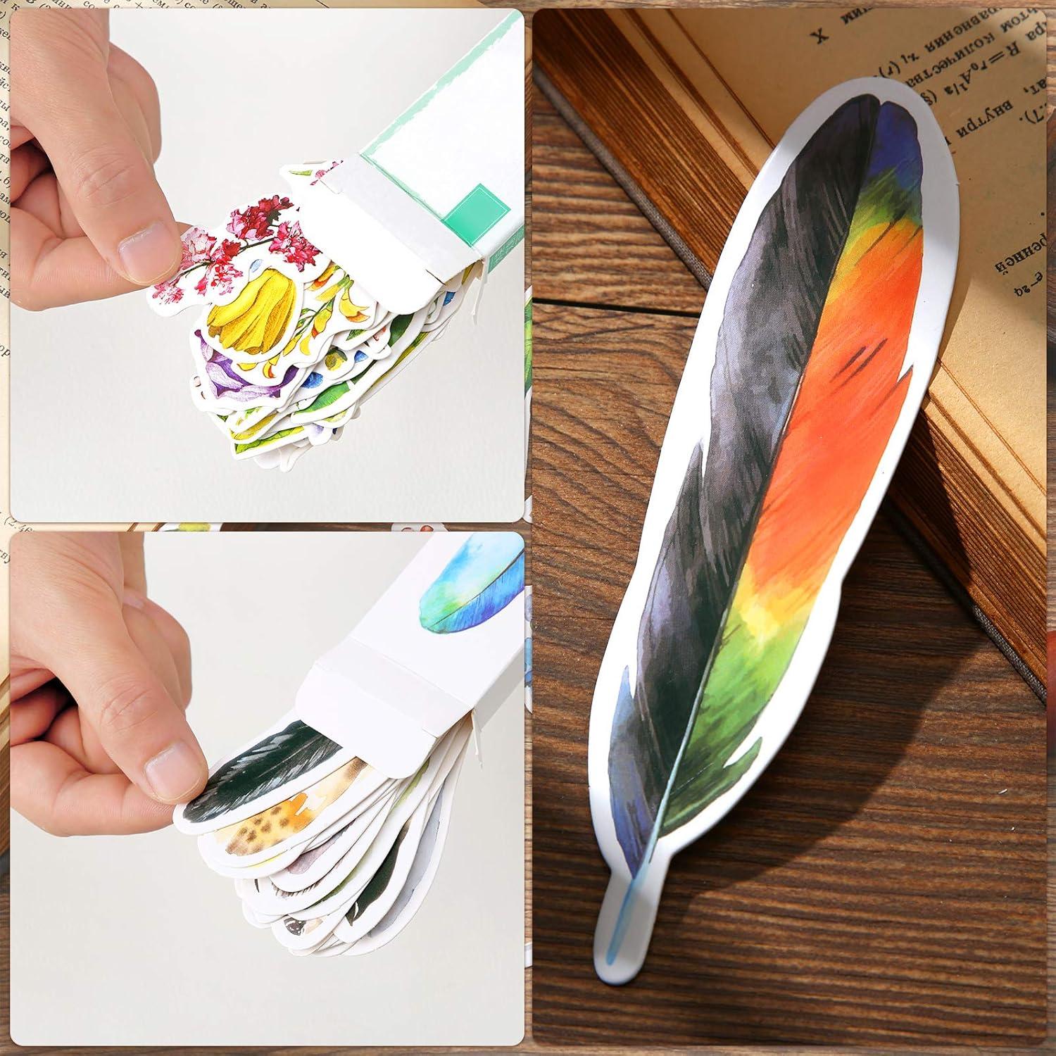 120 Marcadores de Libros Florales y de Plumas Zonon