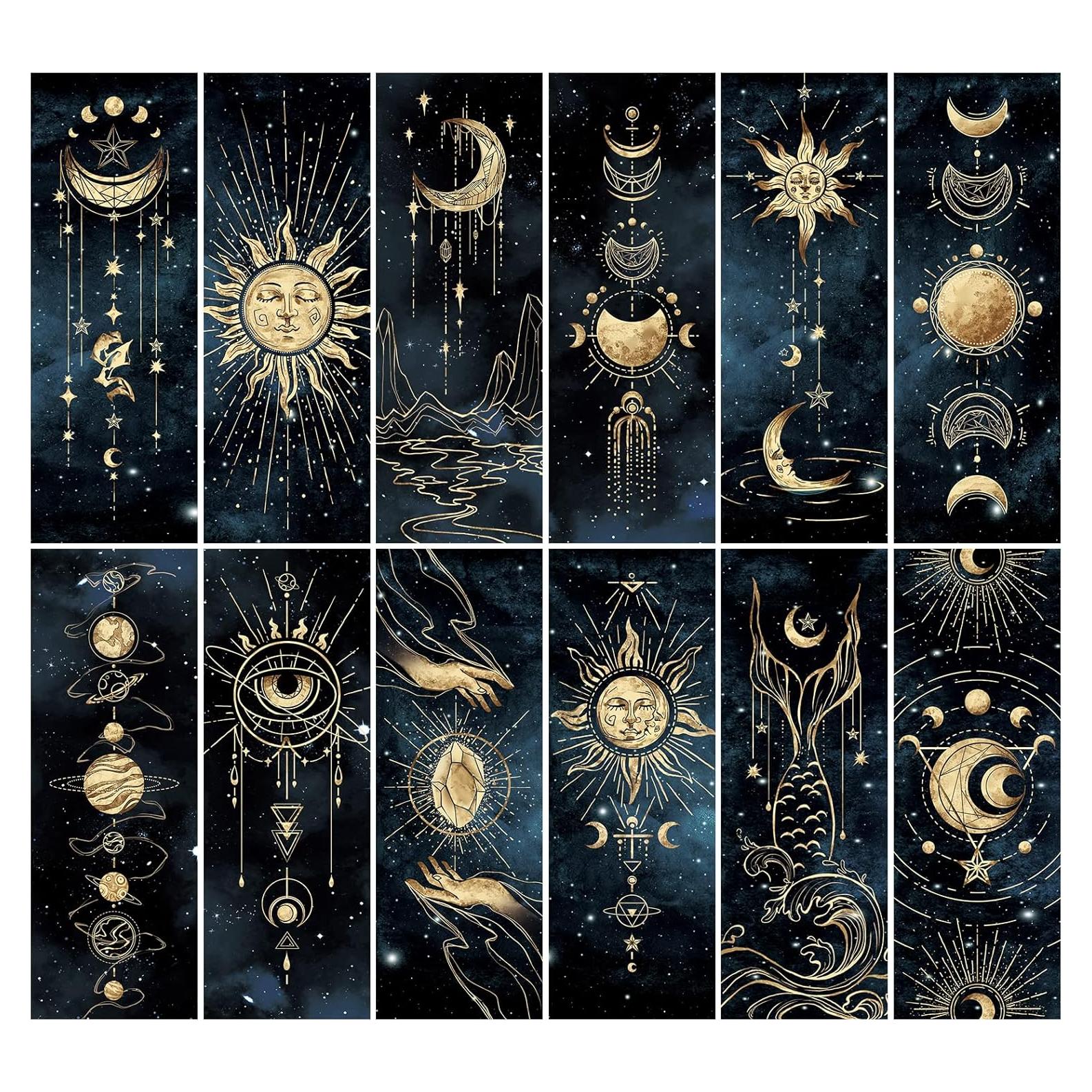 12 Marcadores de Libros Cielo Nocturno Anseal 5x15 cm