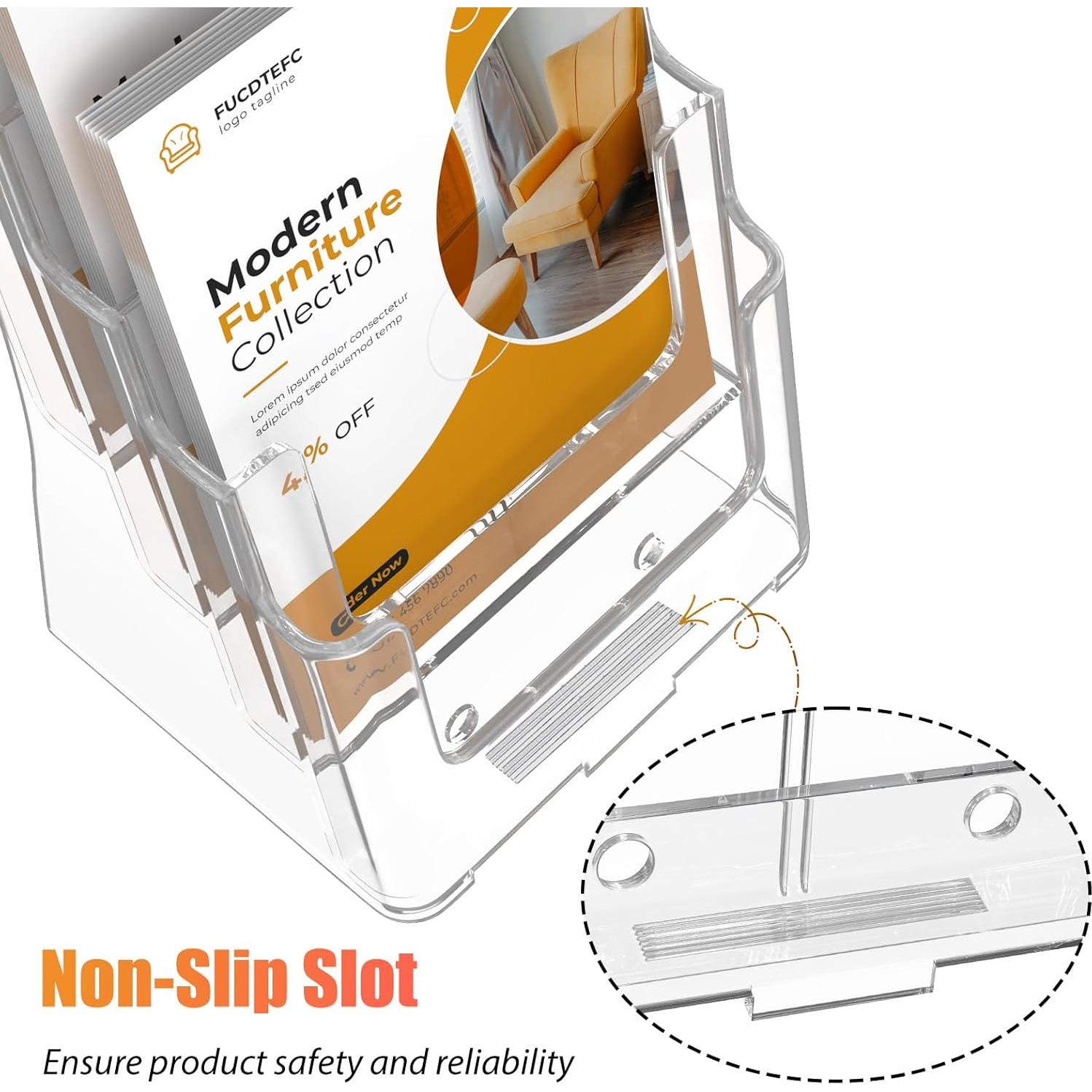 Soporte de Folletos Acrílico 4 Niveles FUCDTEFC 8.5x11 A4