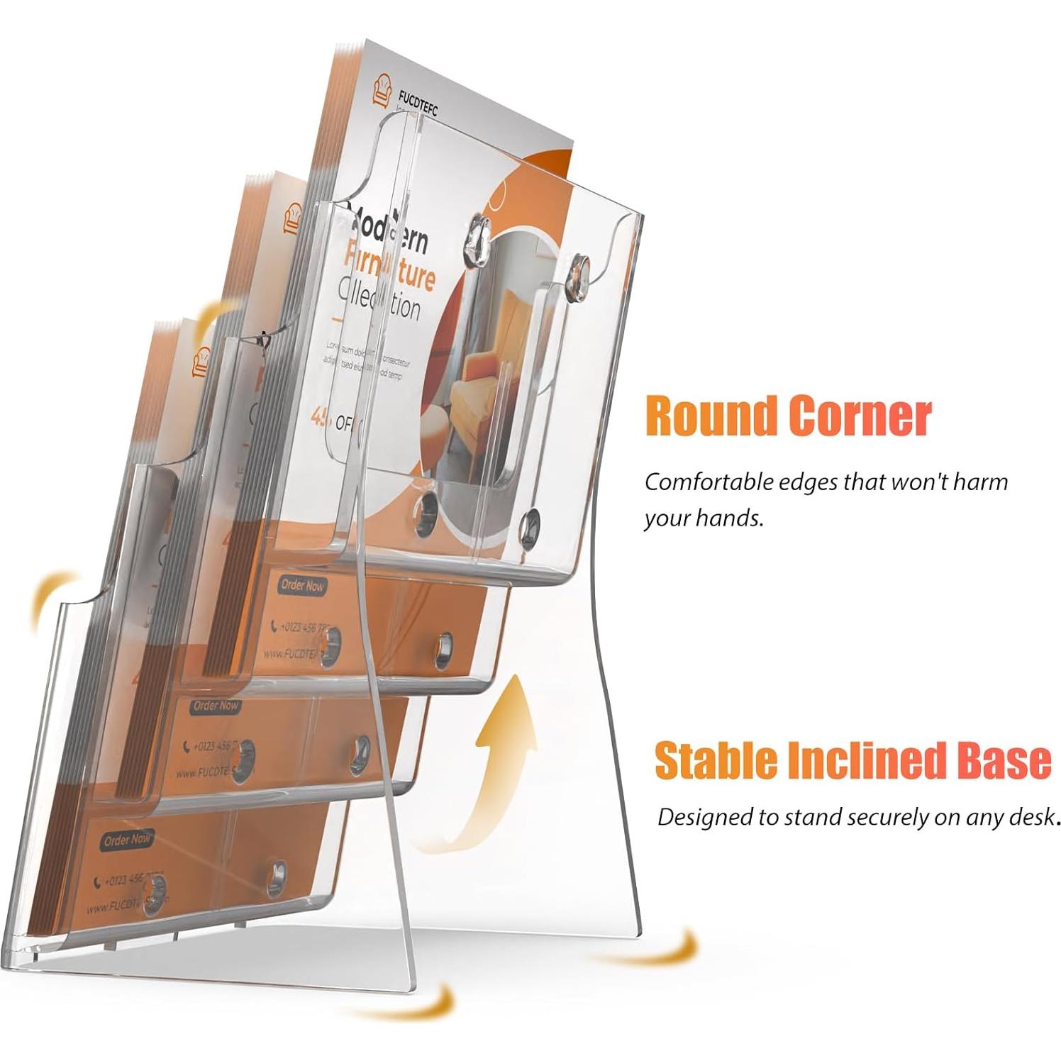 Soporte de Folletos Acrílico 4 Niveles FUCDTEFC 8.5x11 A4