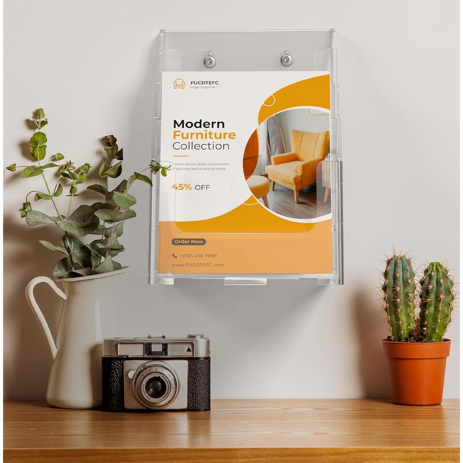 Soporte de Folletos Acrílico 4 Niveles FUCDTEFC 8.5x11 A4