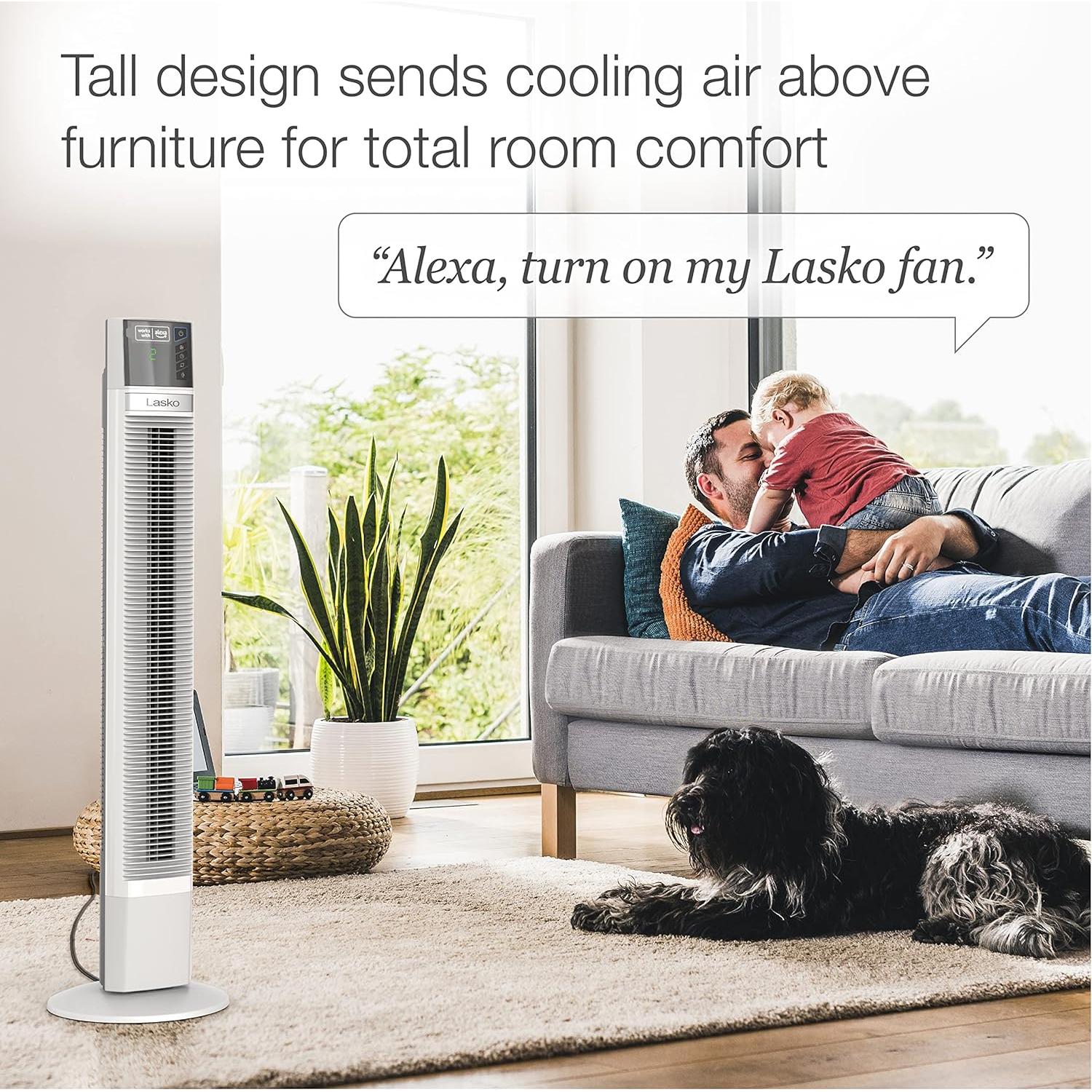 Ventilador de Torre Lasko T48401 con Alexa 121.92 cm Blanco