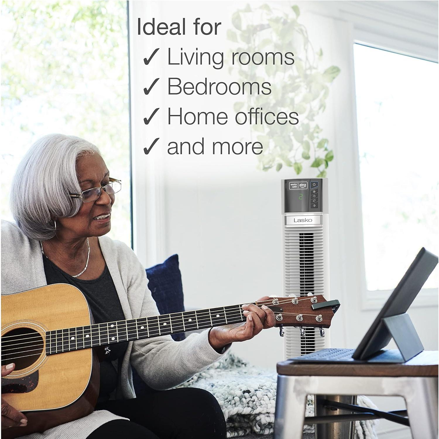 Ventilador de Torre Lasko T48401 con Alexa 121.92 cm Blanco