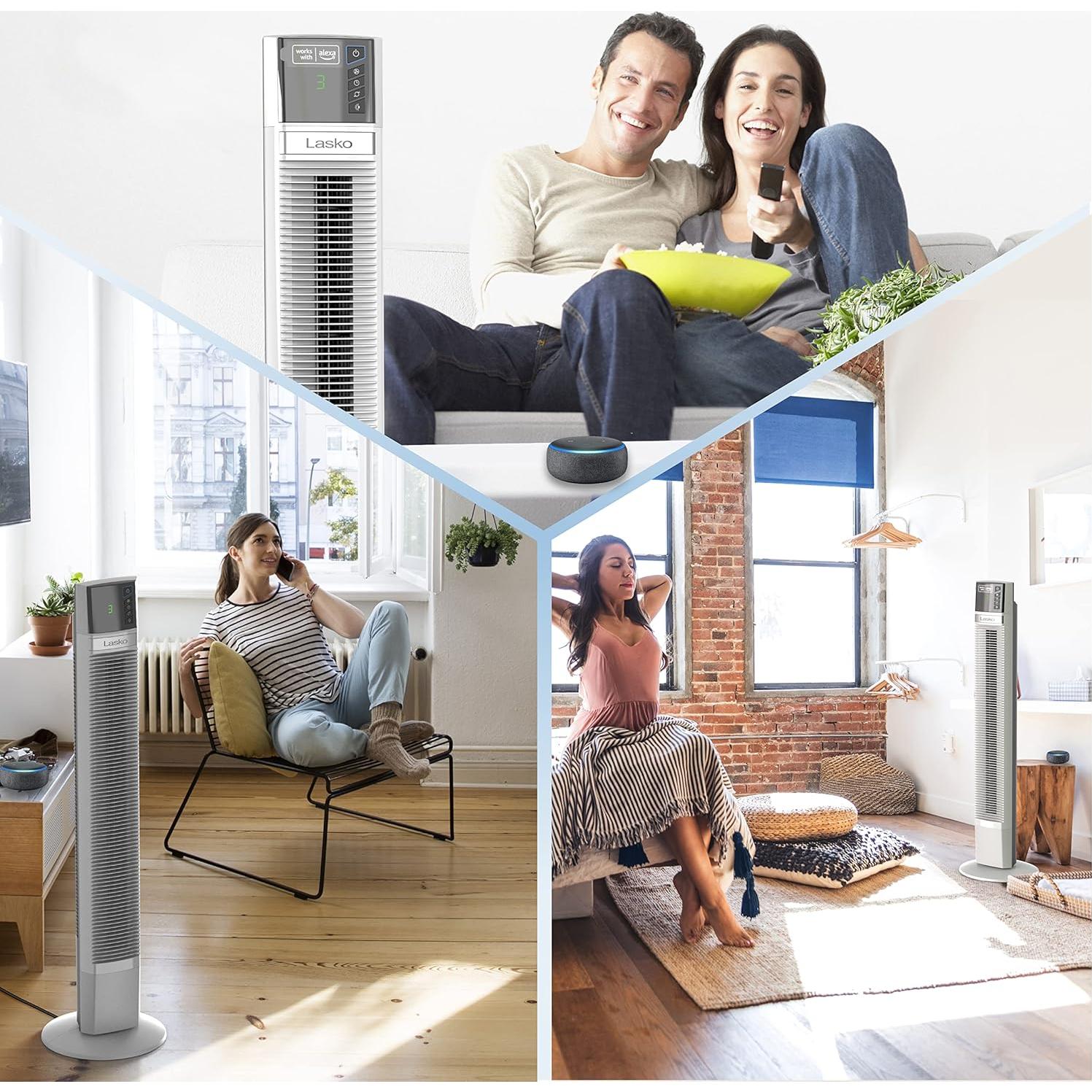 Ventilador de Torre Lasko T48401 con Alexa 121.92 cm Blanco