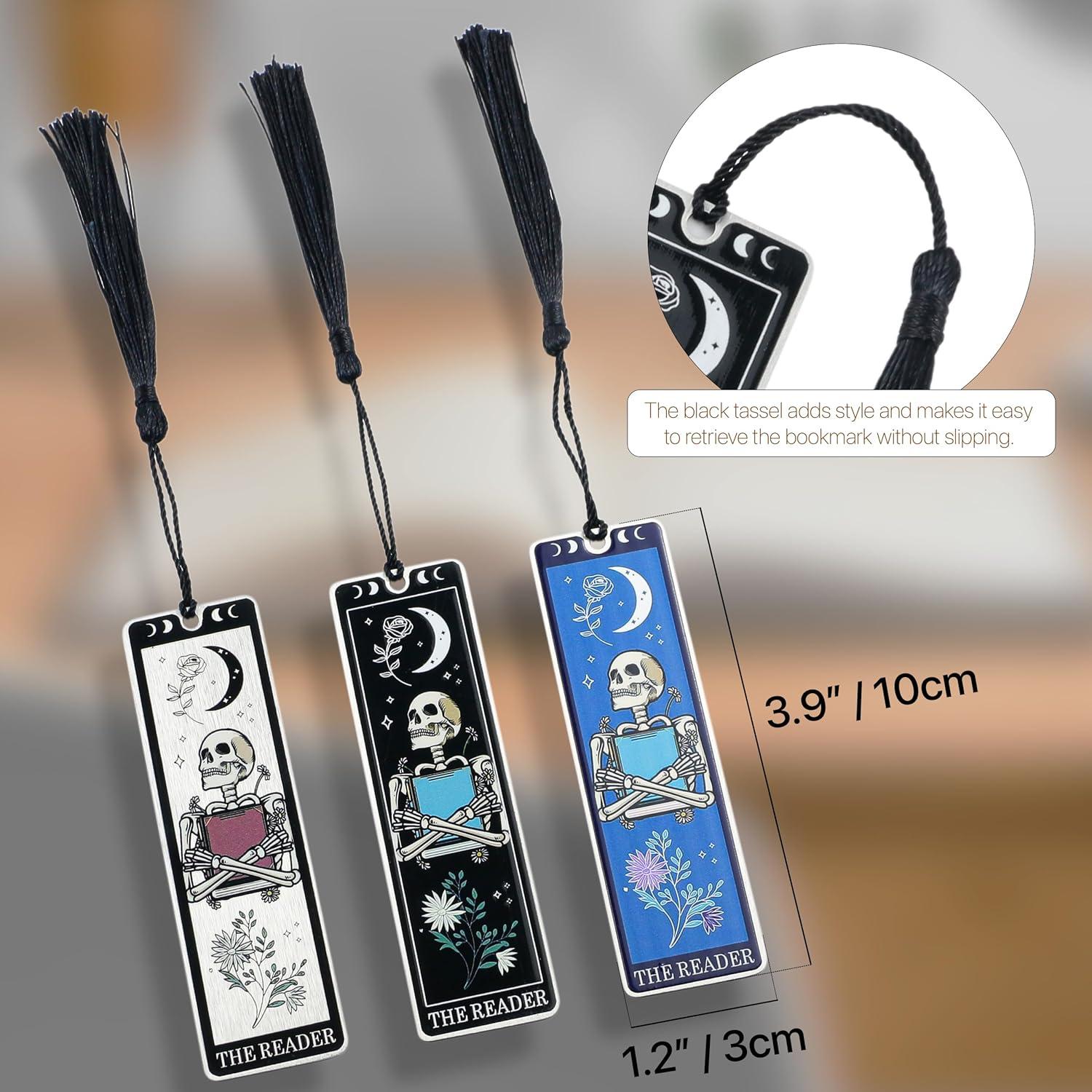 Marcador de Metal WACANTIC Esqueleto con Borlas - 10.16x3.05cm