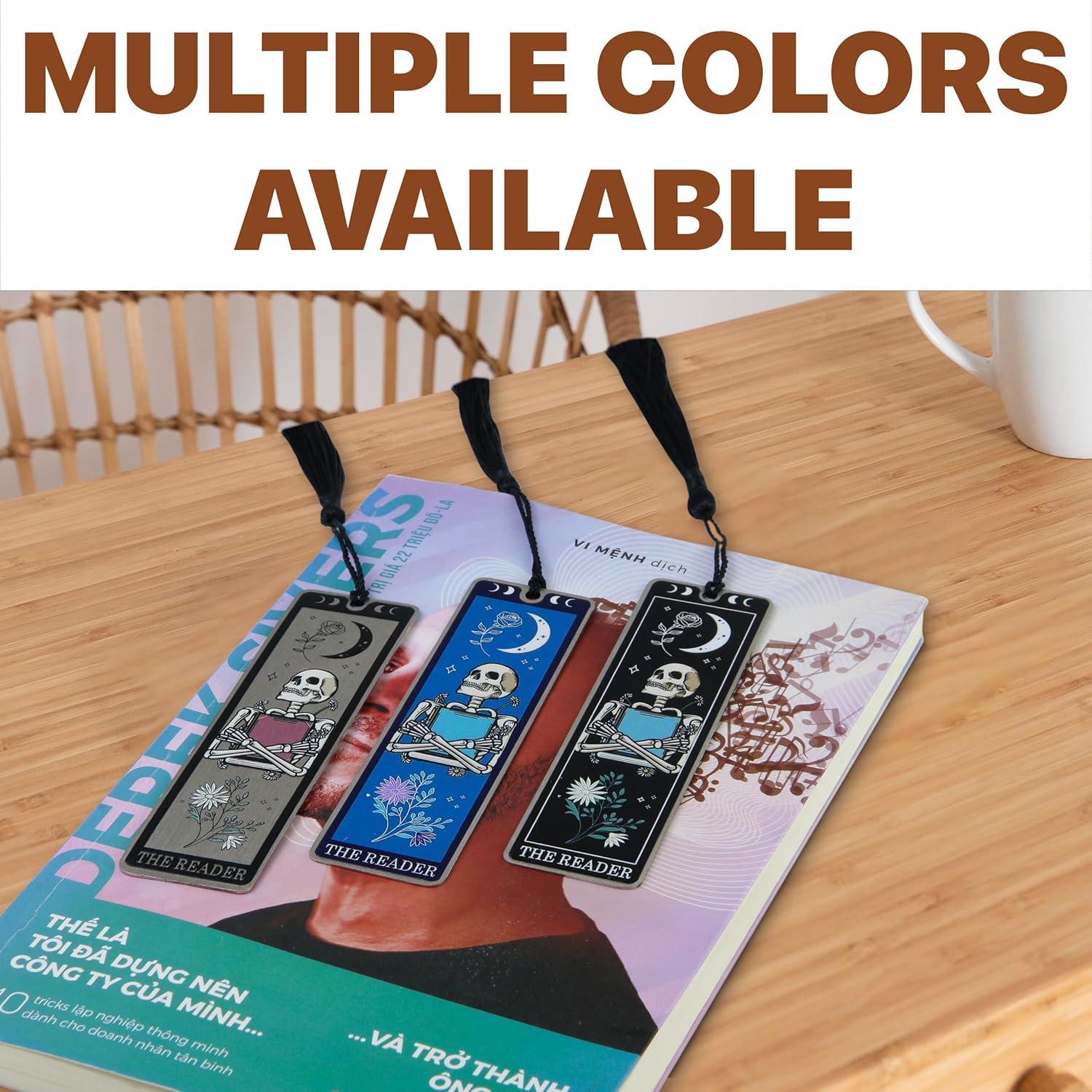 Marcador de Metal WACANTIC Esqueleto con Borlas - 10.16x3.05cm