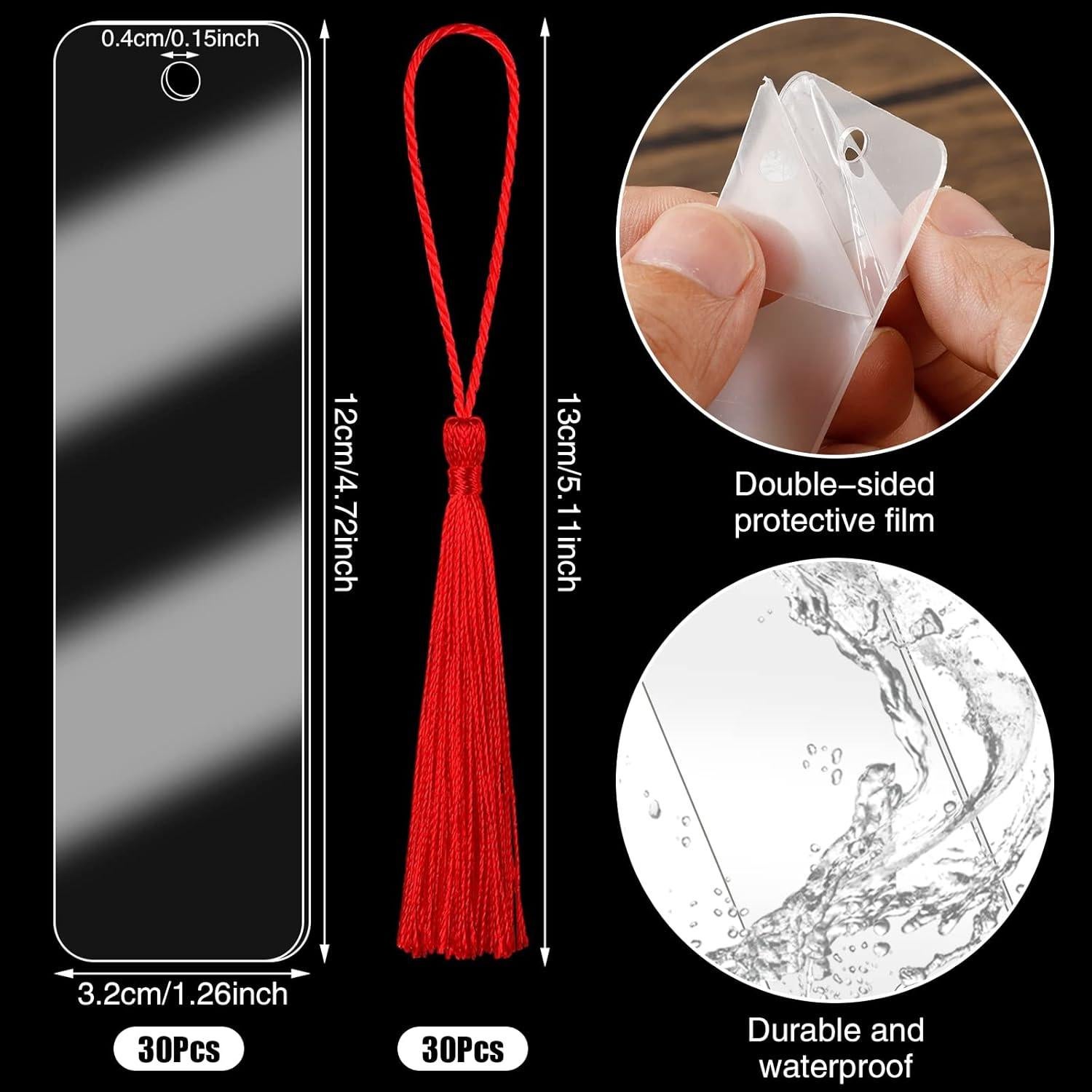 30 Marcadores Acrílicos Transparentes Prudiut + 30 Borlas Coloridas